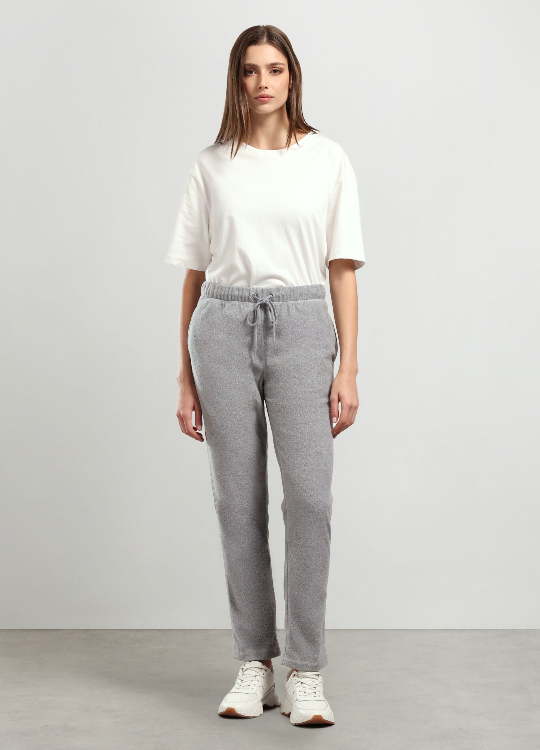 Jogger in pile con vita elasticata donna_0