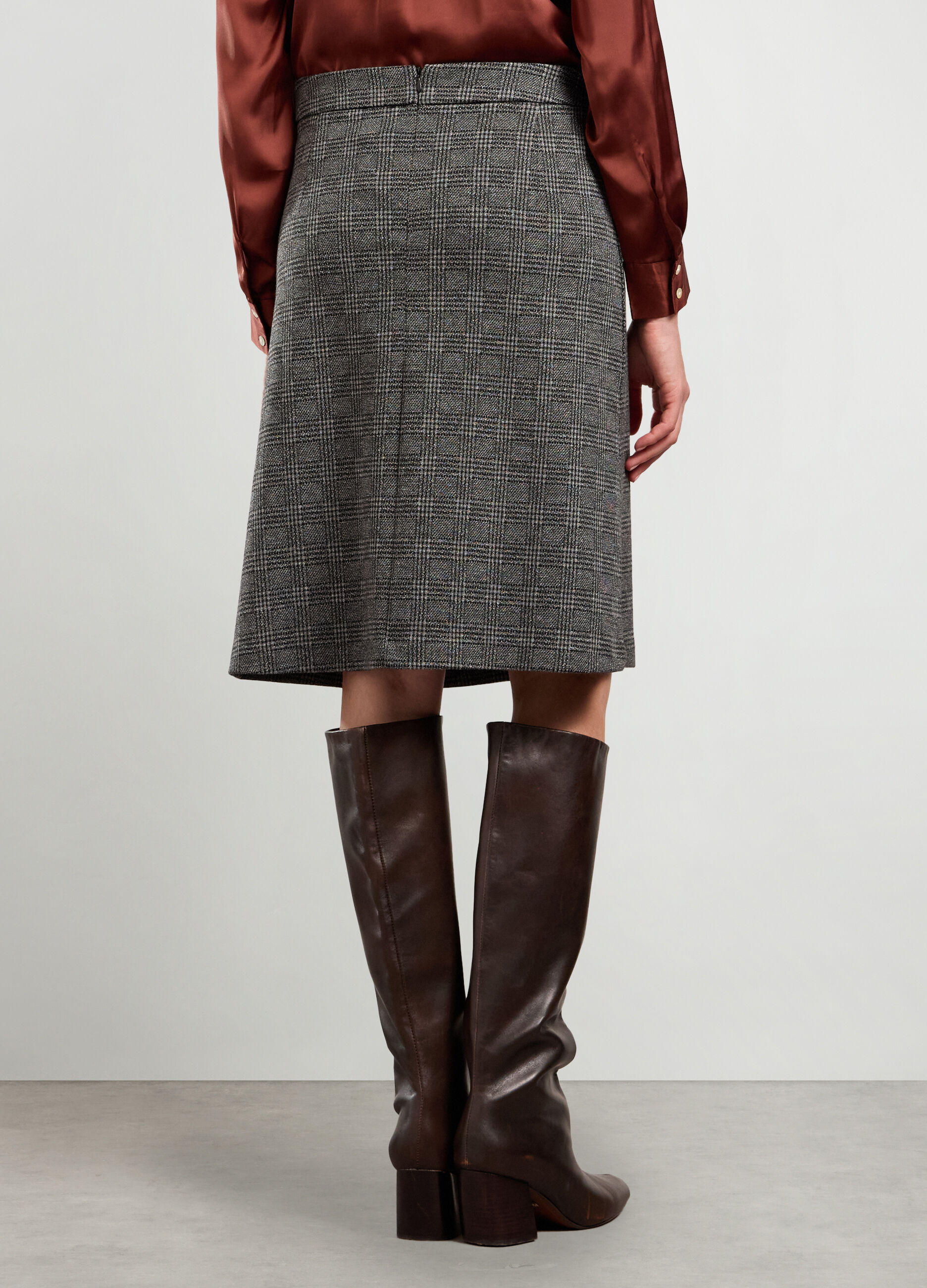 Gonna in maglia a quadri donna_1