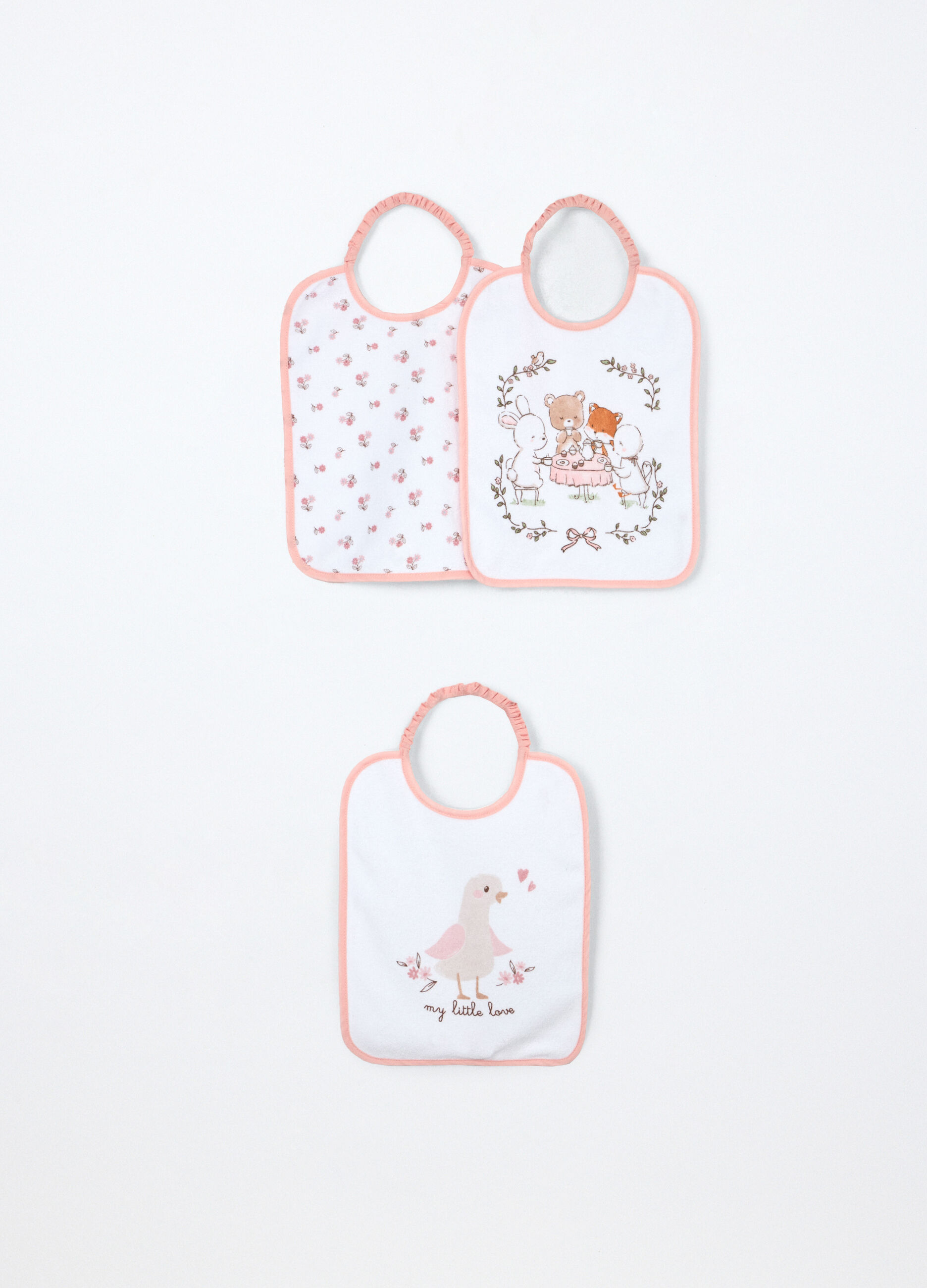 Pack 3 bavaglini in spugna di misto cotone neonata_0