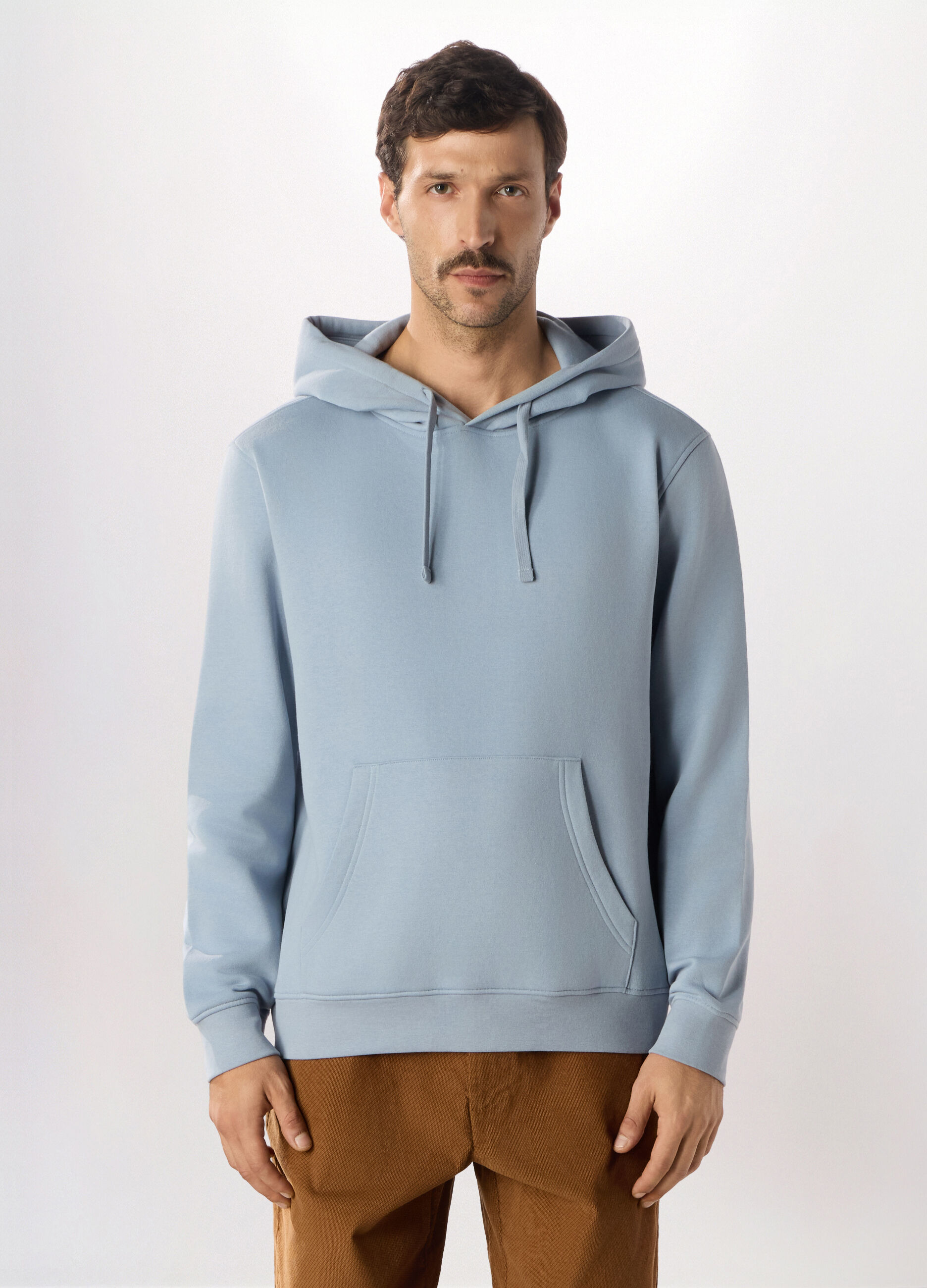 Felpa con cappuccio in misto cotone uomo_0