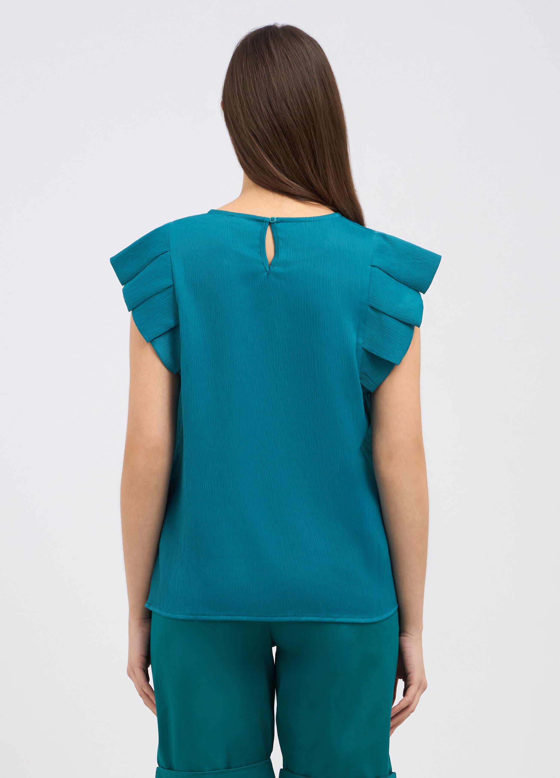 Blusa creponne con rouches donna_1