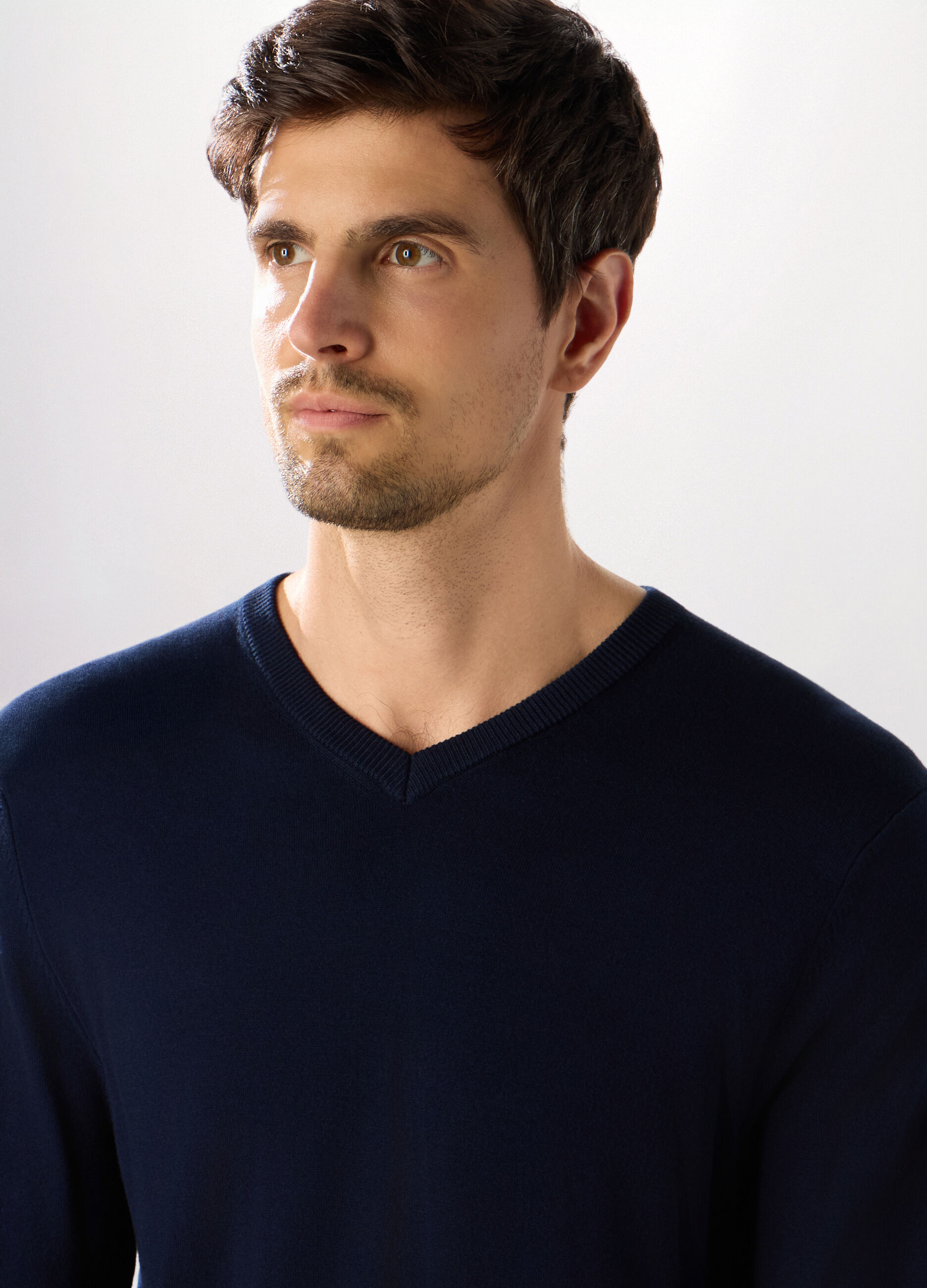 Maglione collo a V in misto viscosa uomo_2