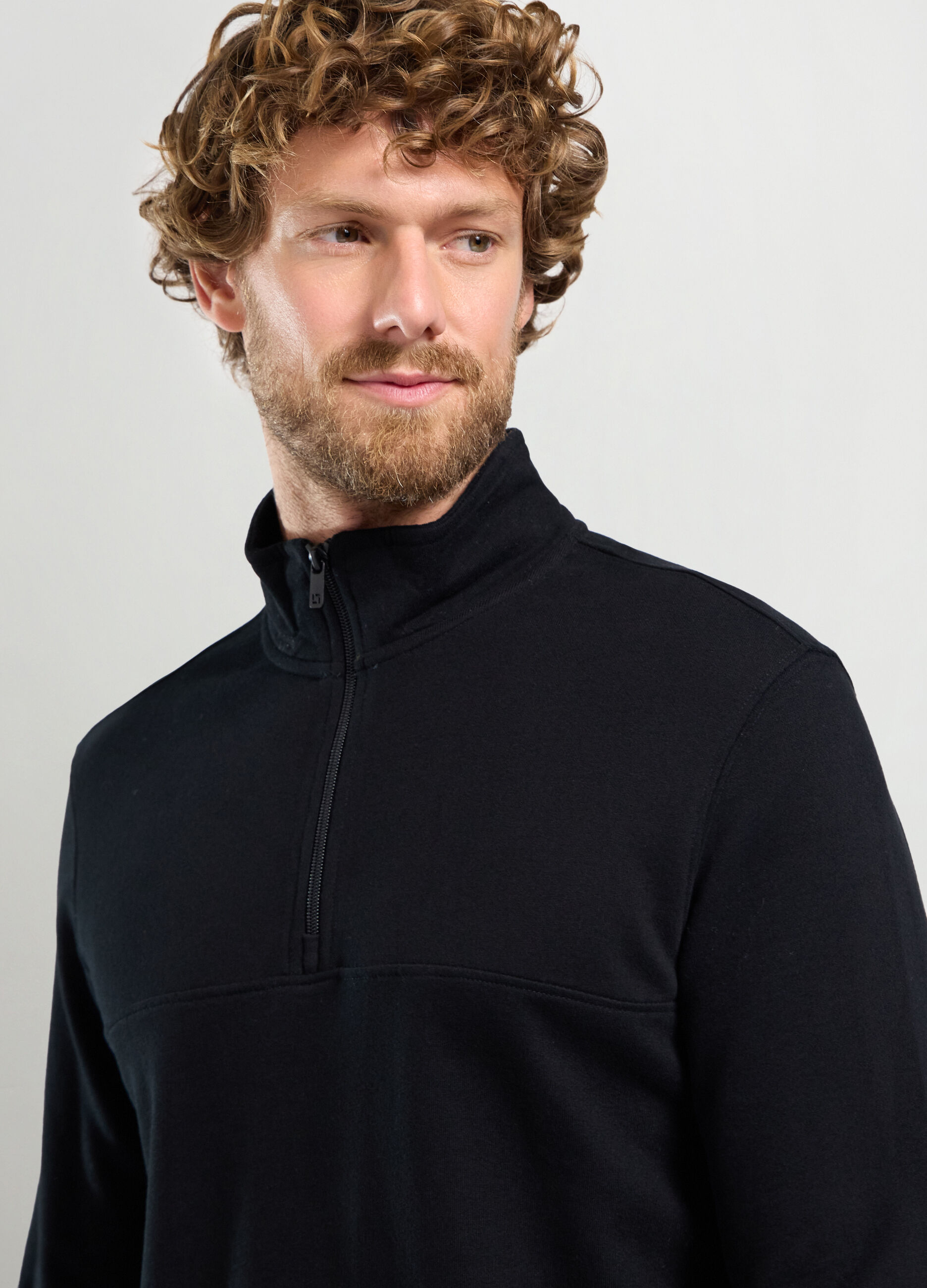 Felpa a lupetto con mezza zip uomo_2