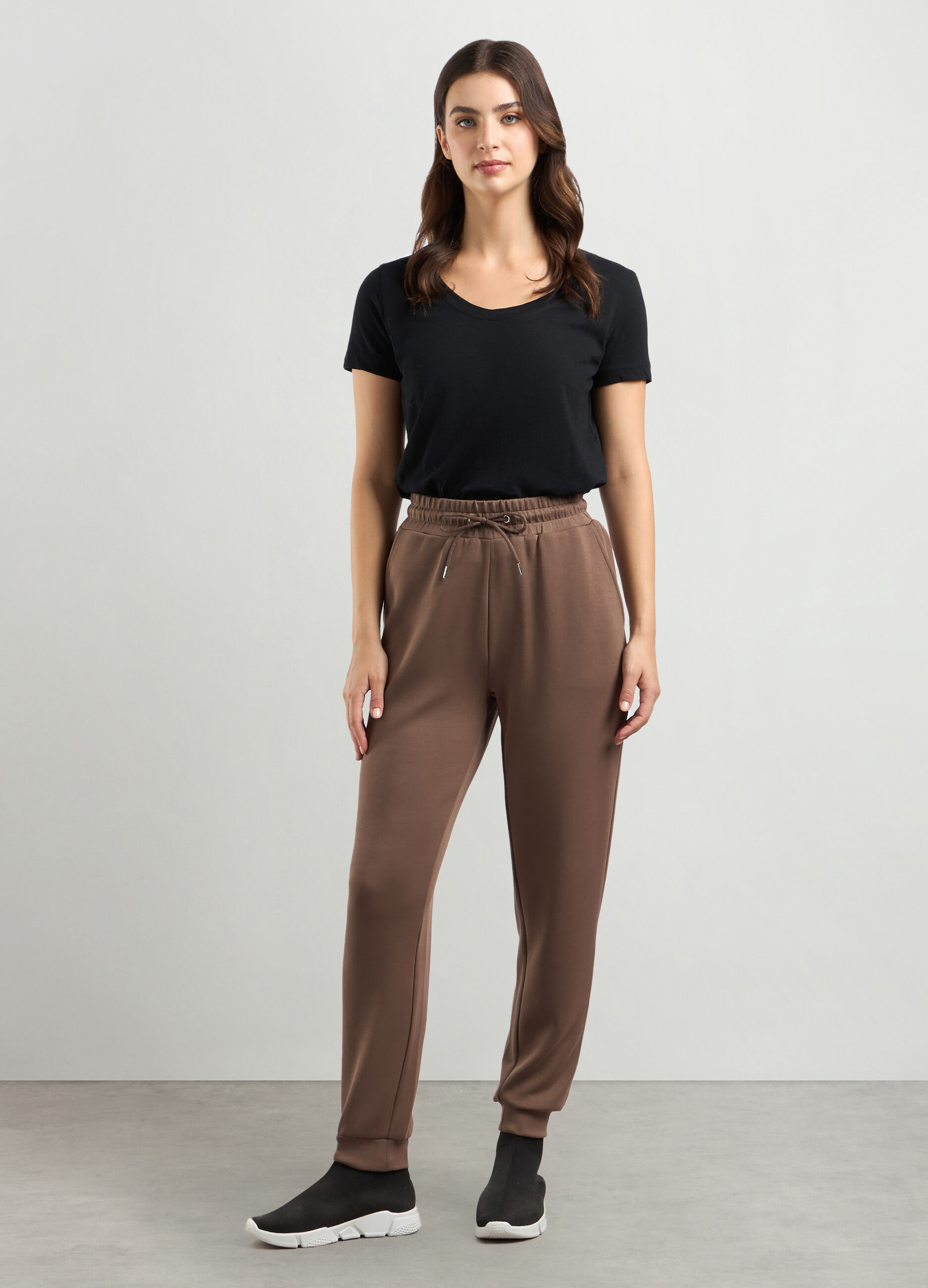 Jogger in fleece di tessuto stretch donna_0