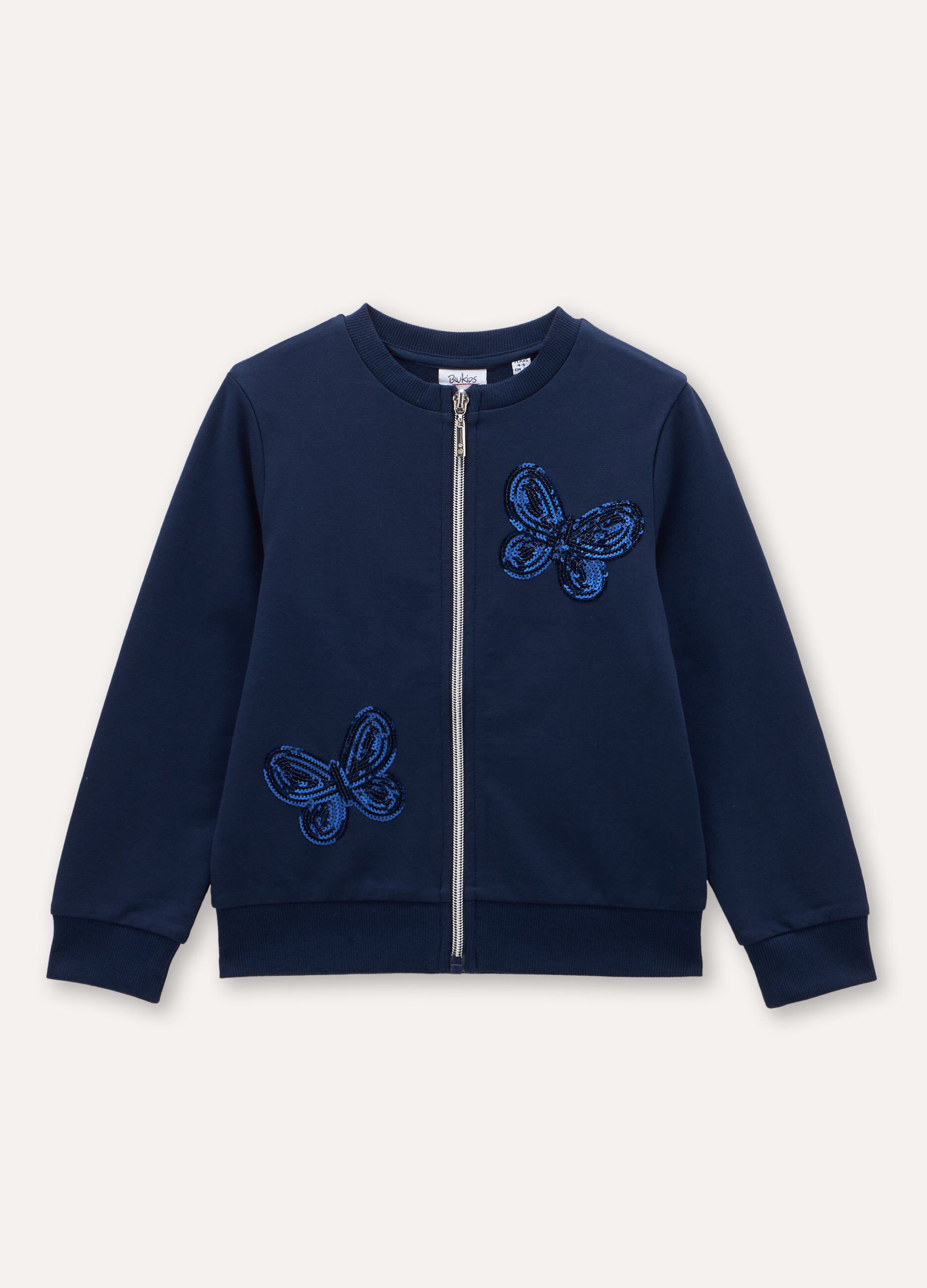 Felpa full zip in cotone stretch bambina_0