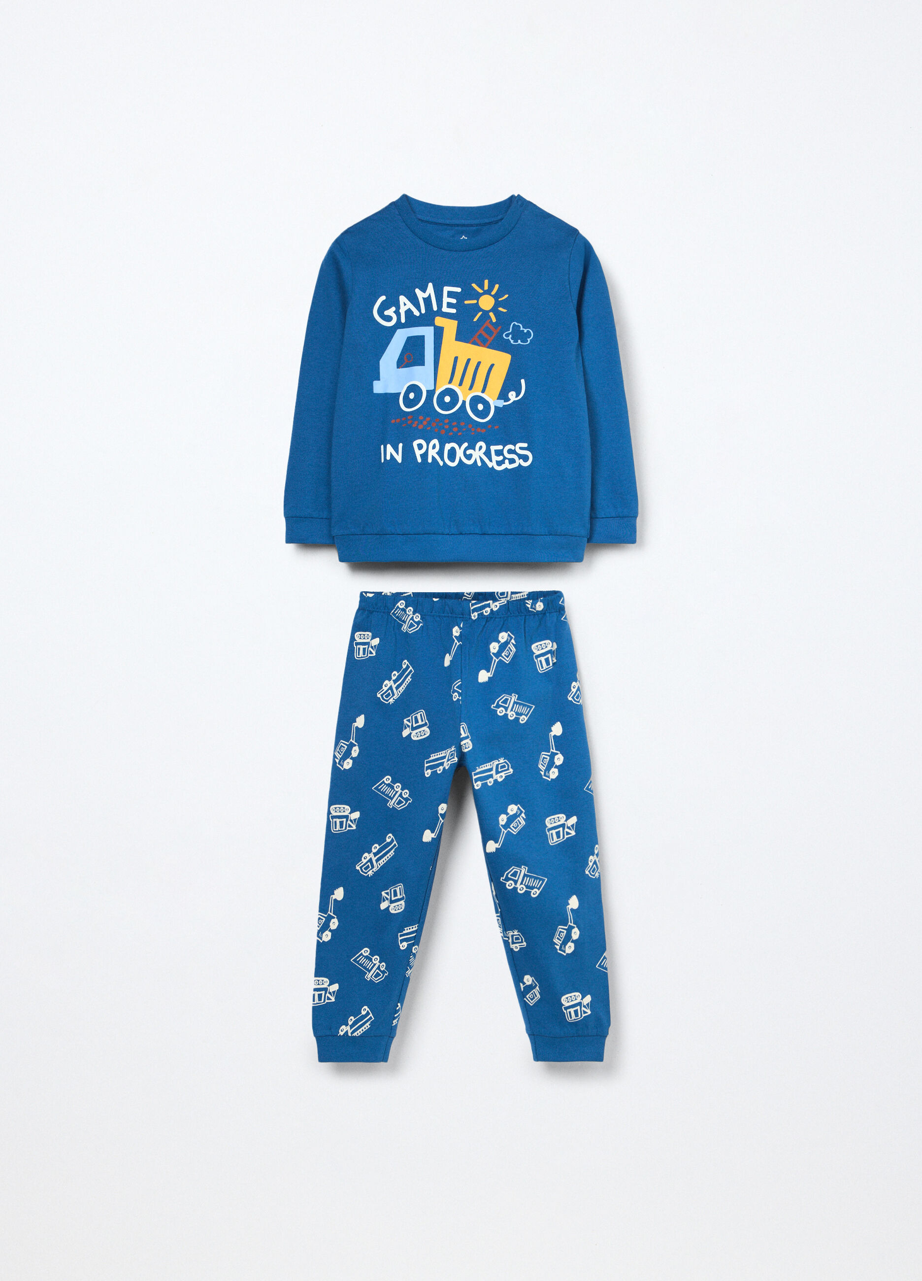 Set pigiama lungo in jersey di puro cotone neonato_0