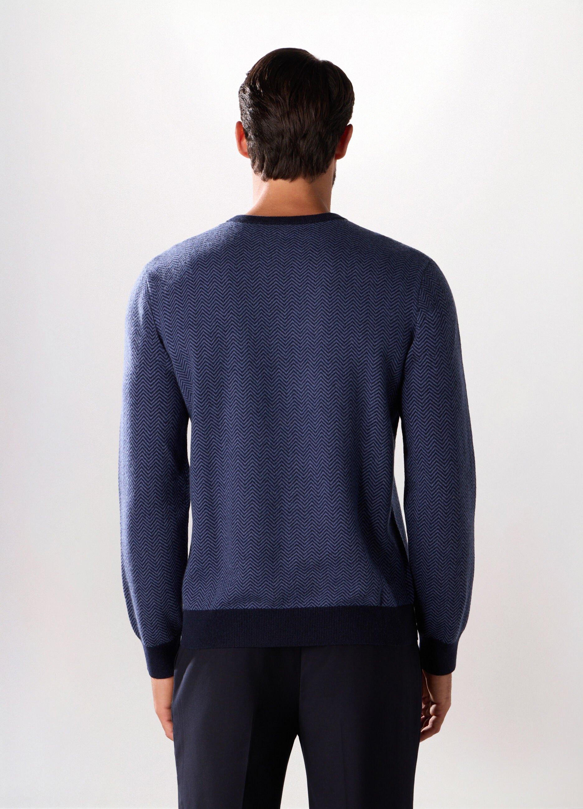 Maglione girocollo in misto lana e cashmere chevron uomo_1
