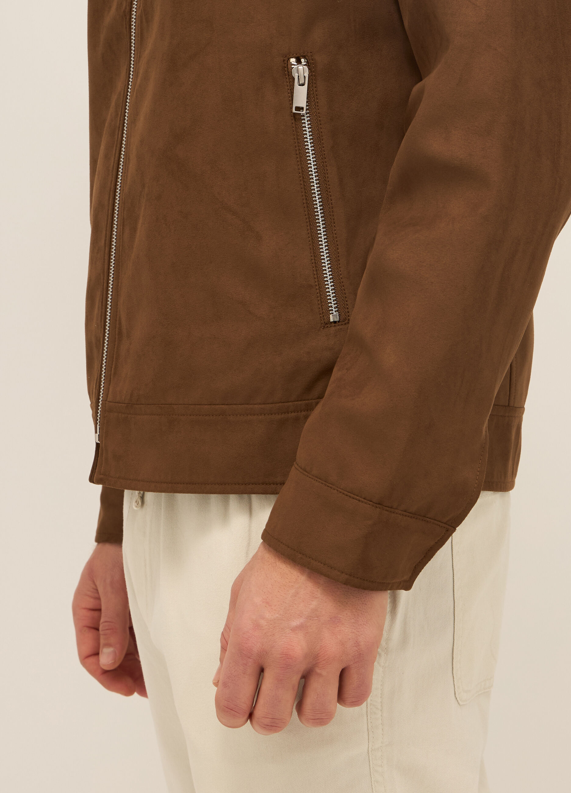 Giacca corta scamosciata in ECOpelle con zip uomo_2