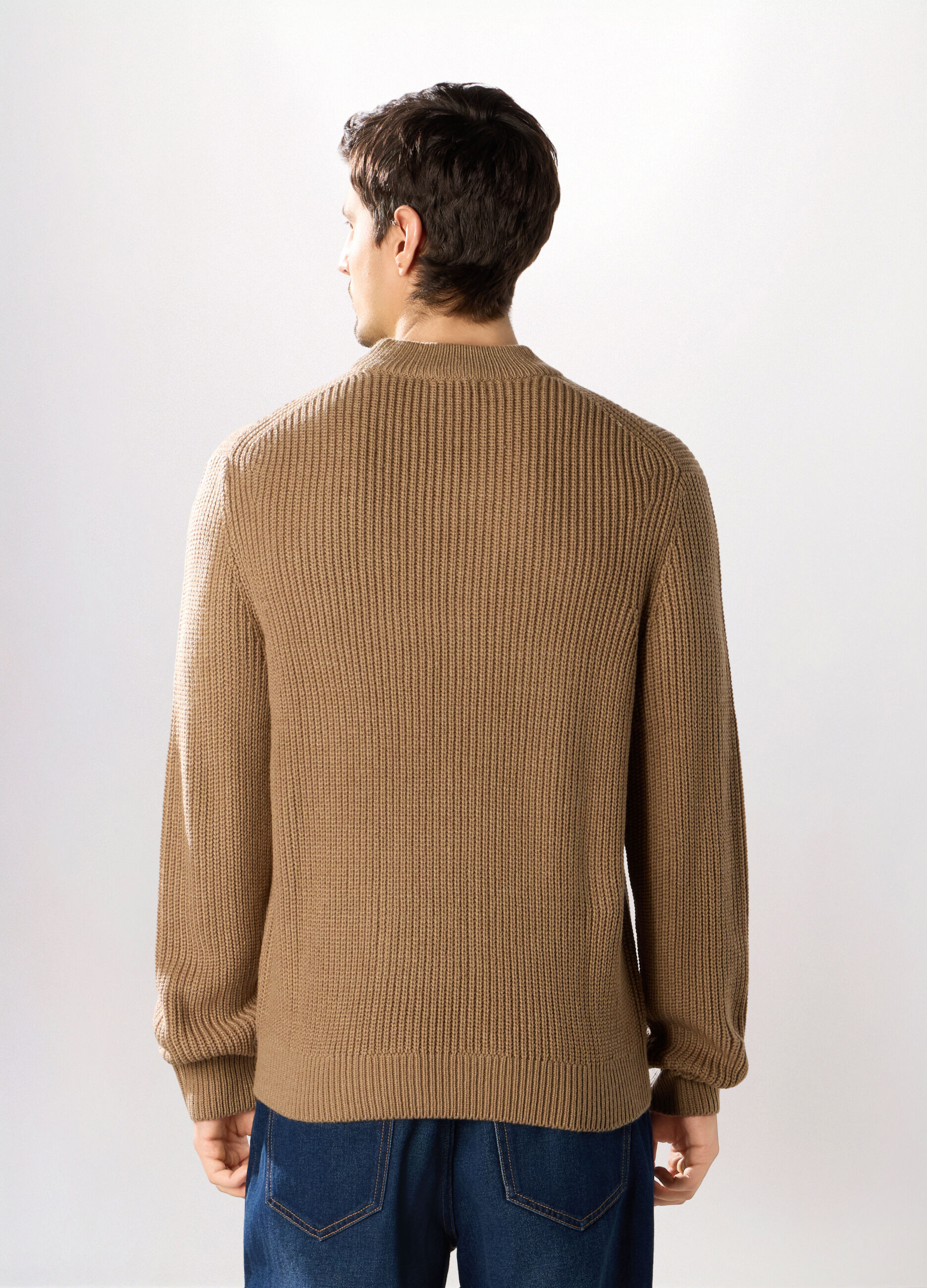 Maglione collo camino a costa inglese uomo_1