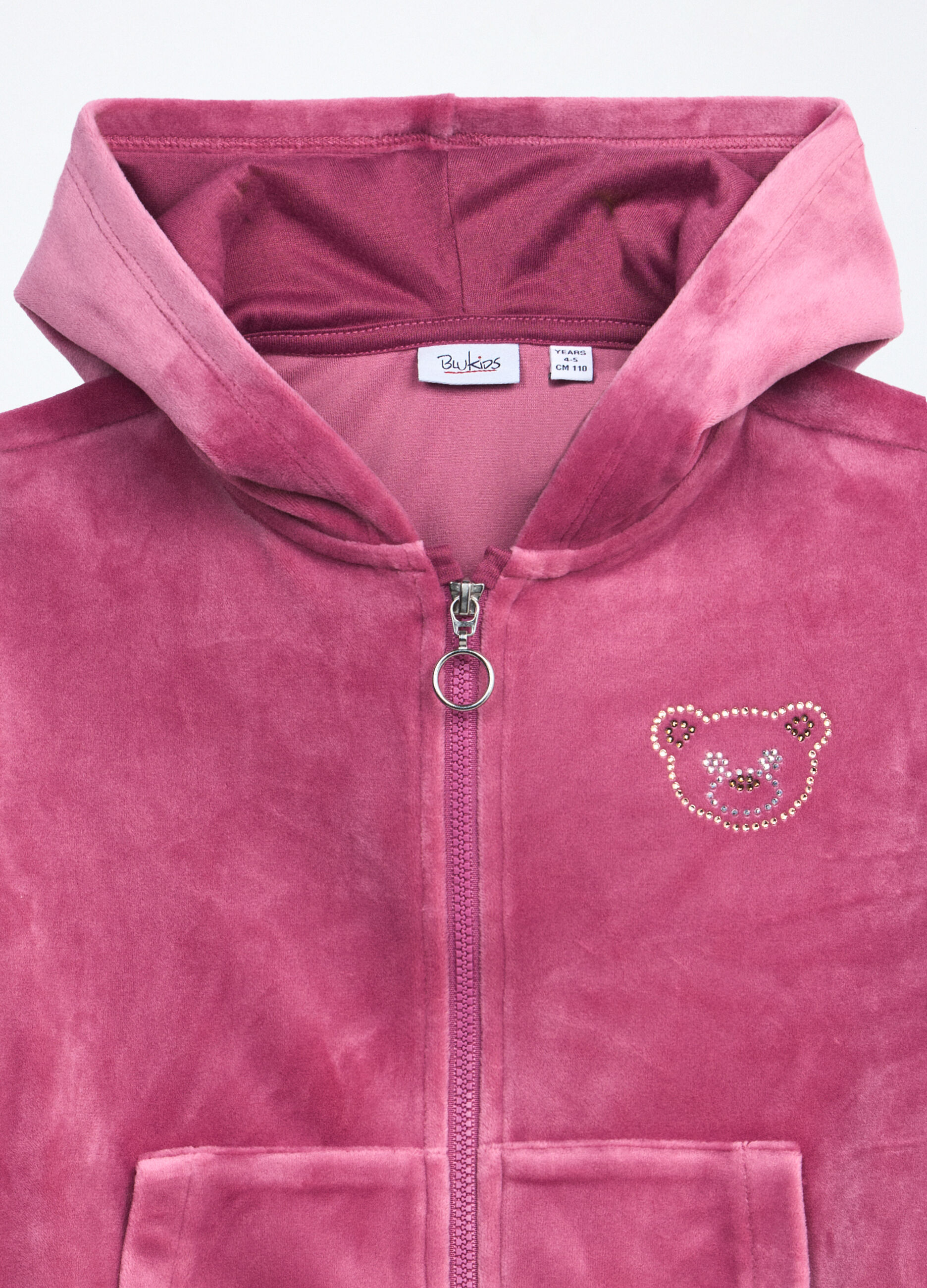 Felpa velours con cappuccio bambina_2