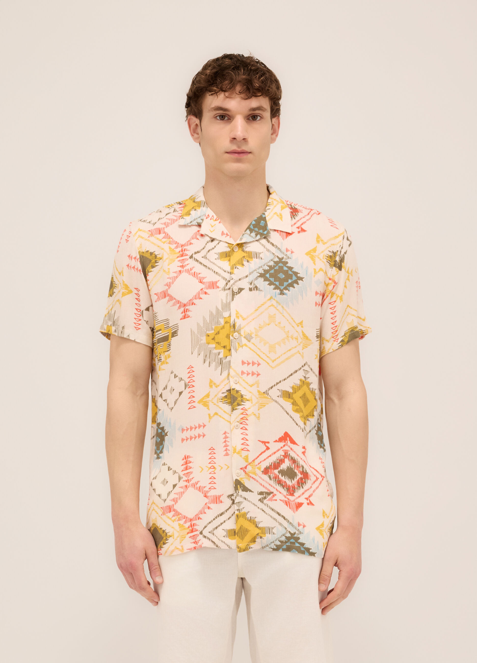 Camicia a maniche corte in viscosa uomo_0