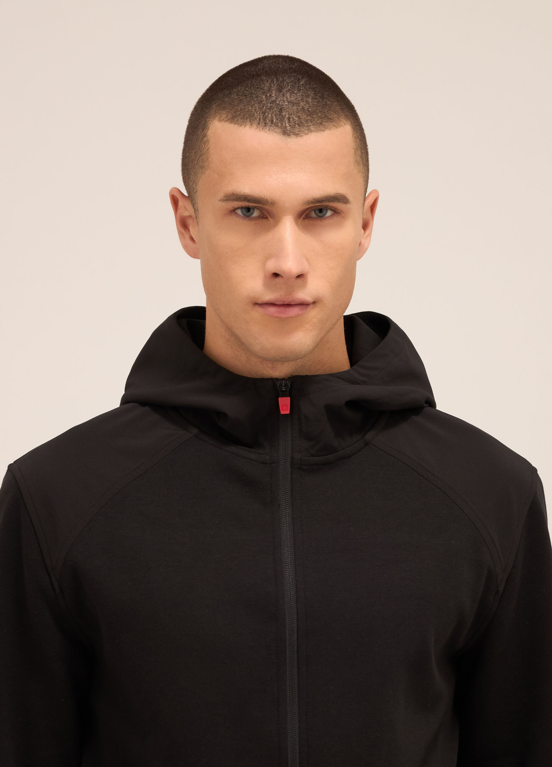 Felpa con zip e cappuccio in misto cotone uomo_2