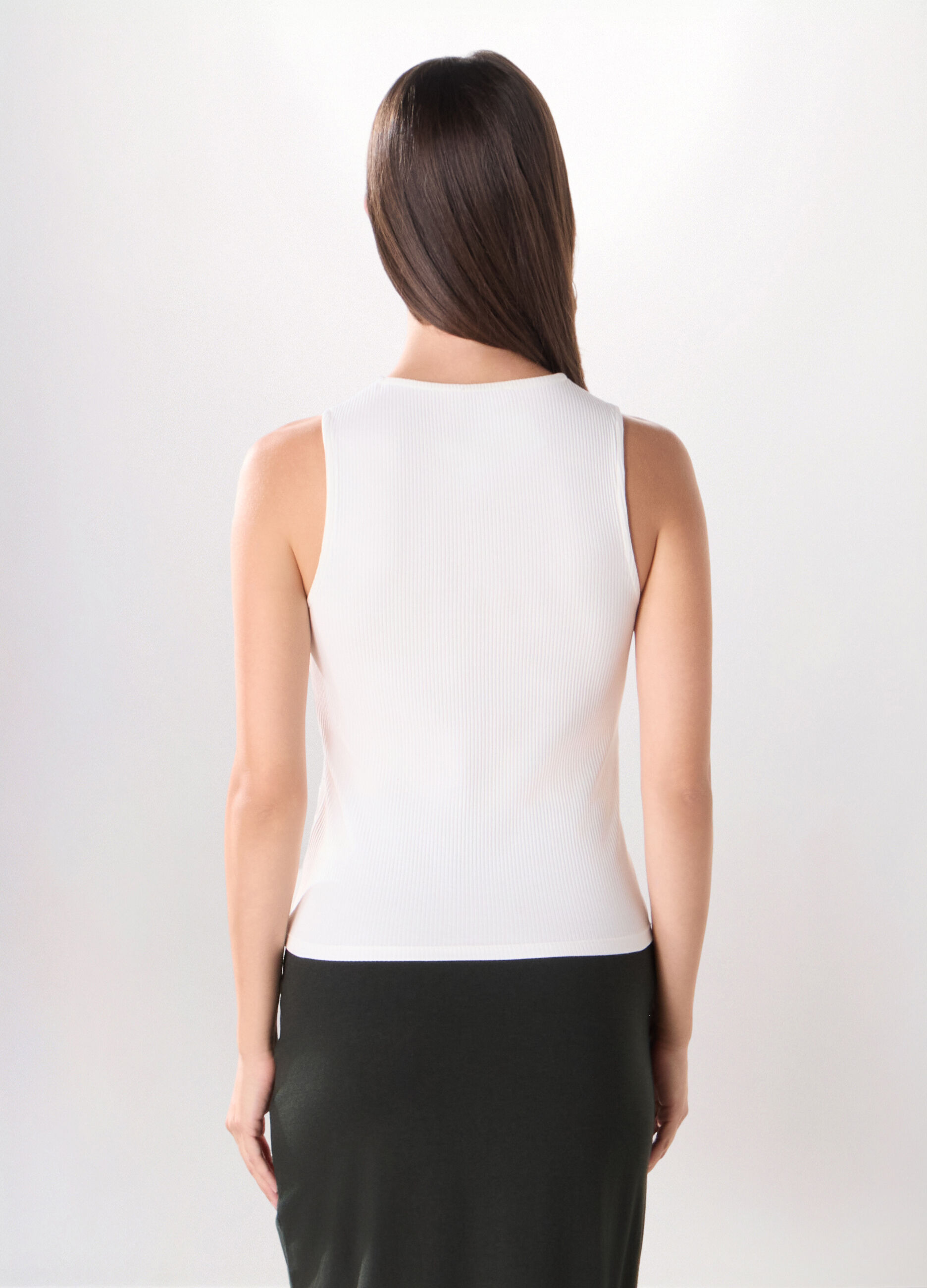 Top in costina di cotone stretch donna_1