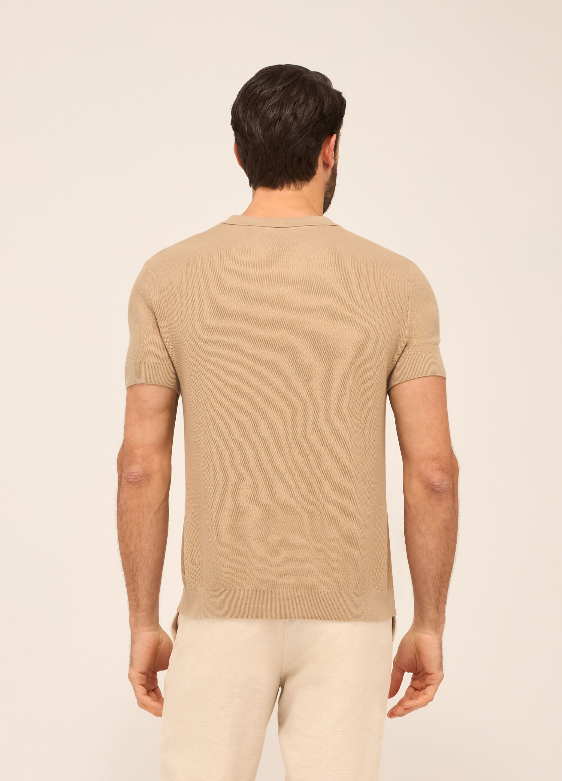 Polo a maglia nido d'ape in puro cotone uomo_1