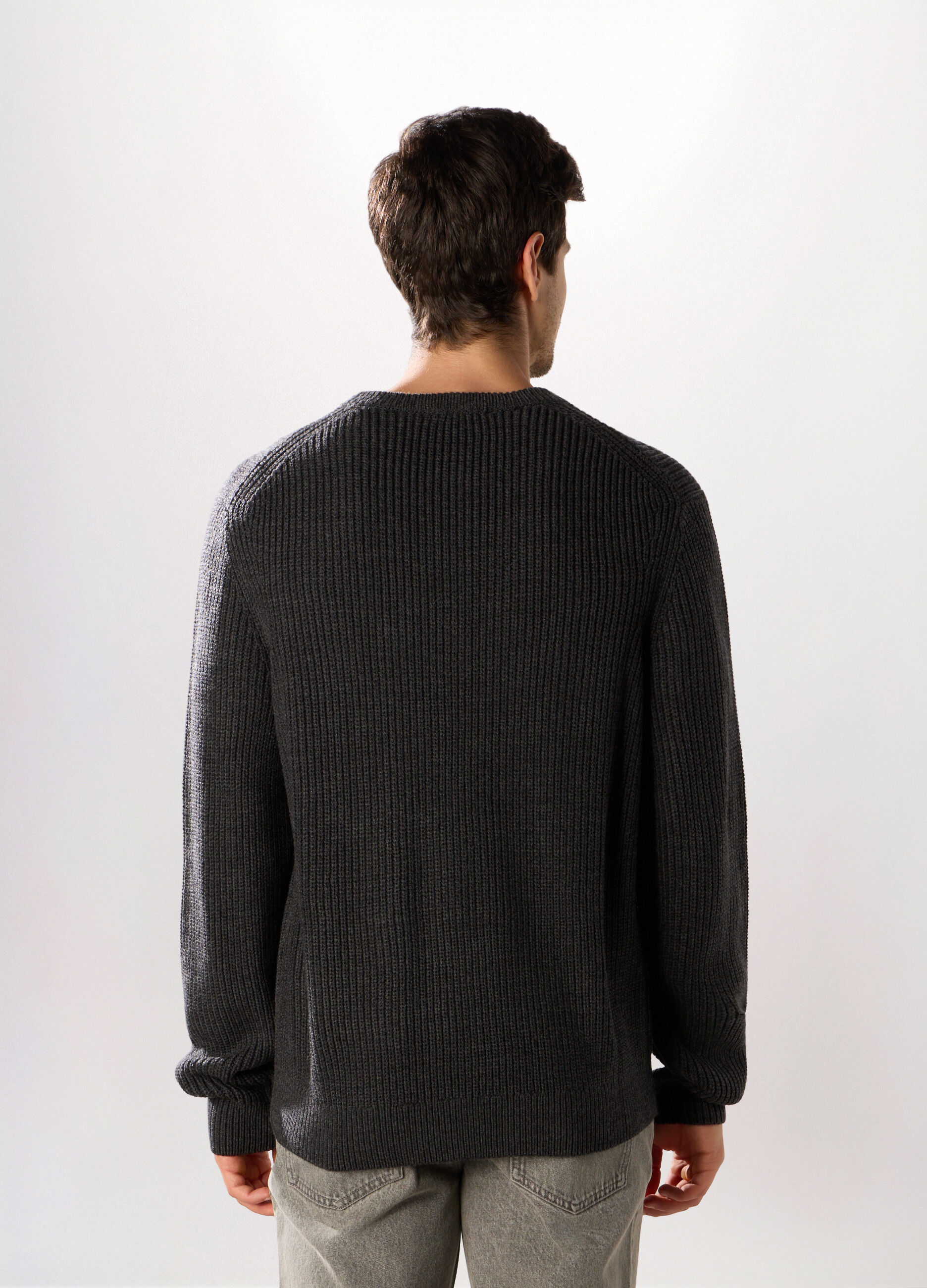 Maglione girocollo a costa inglese uomo_1