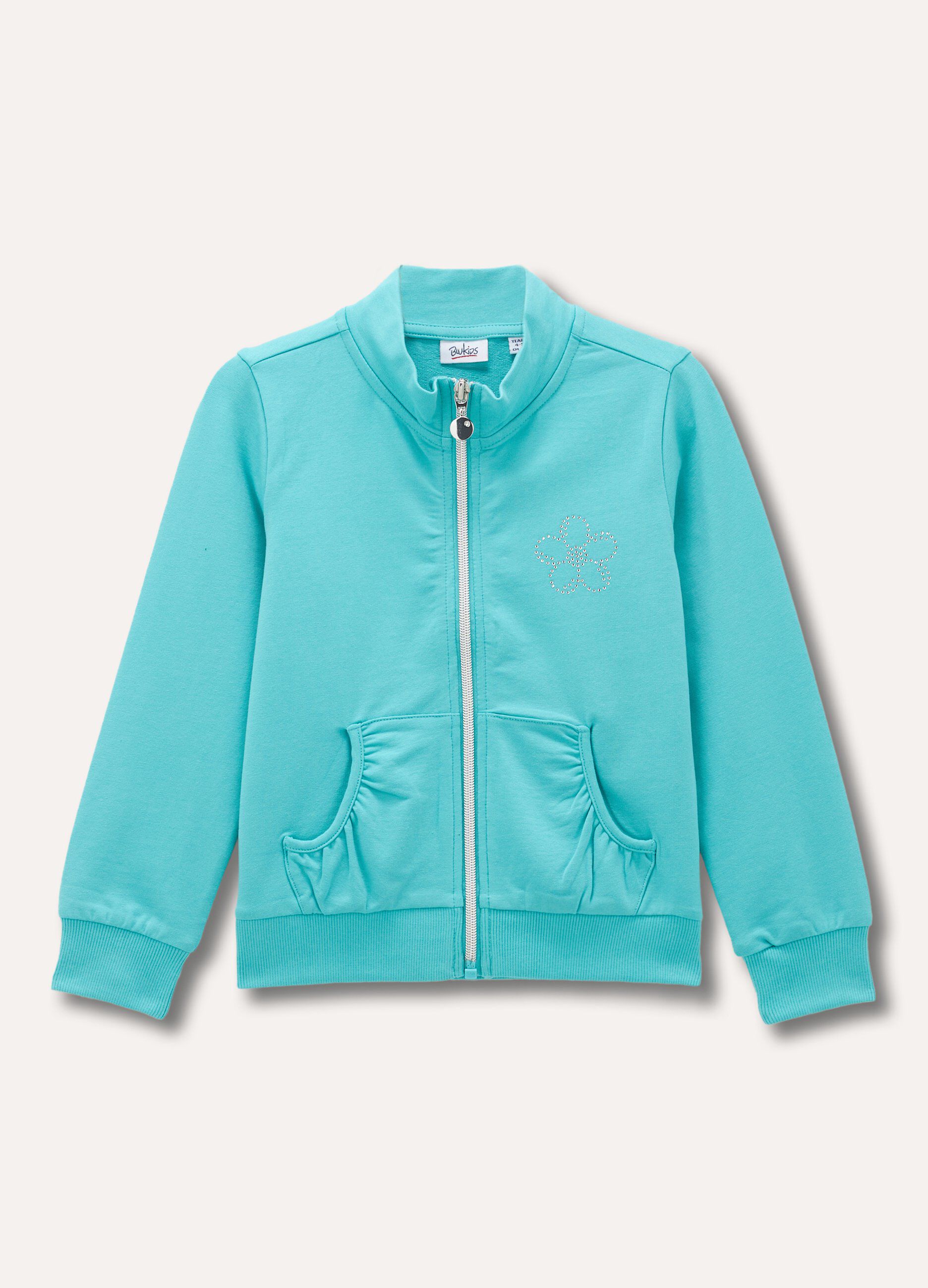 Felpa full-zip in cotone stretch bambina_0