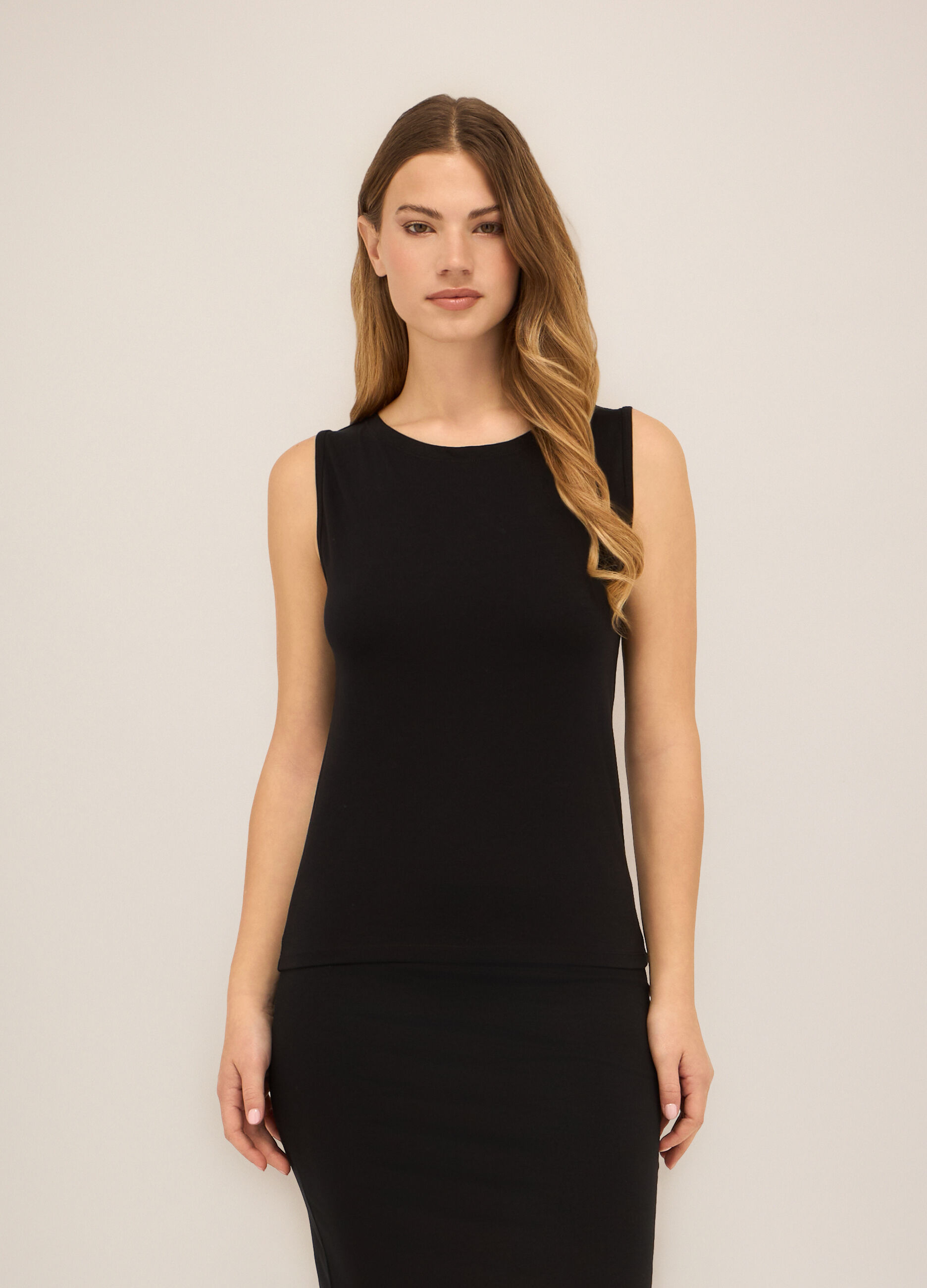 Top in jersey di cotone stretch donna_0