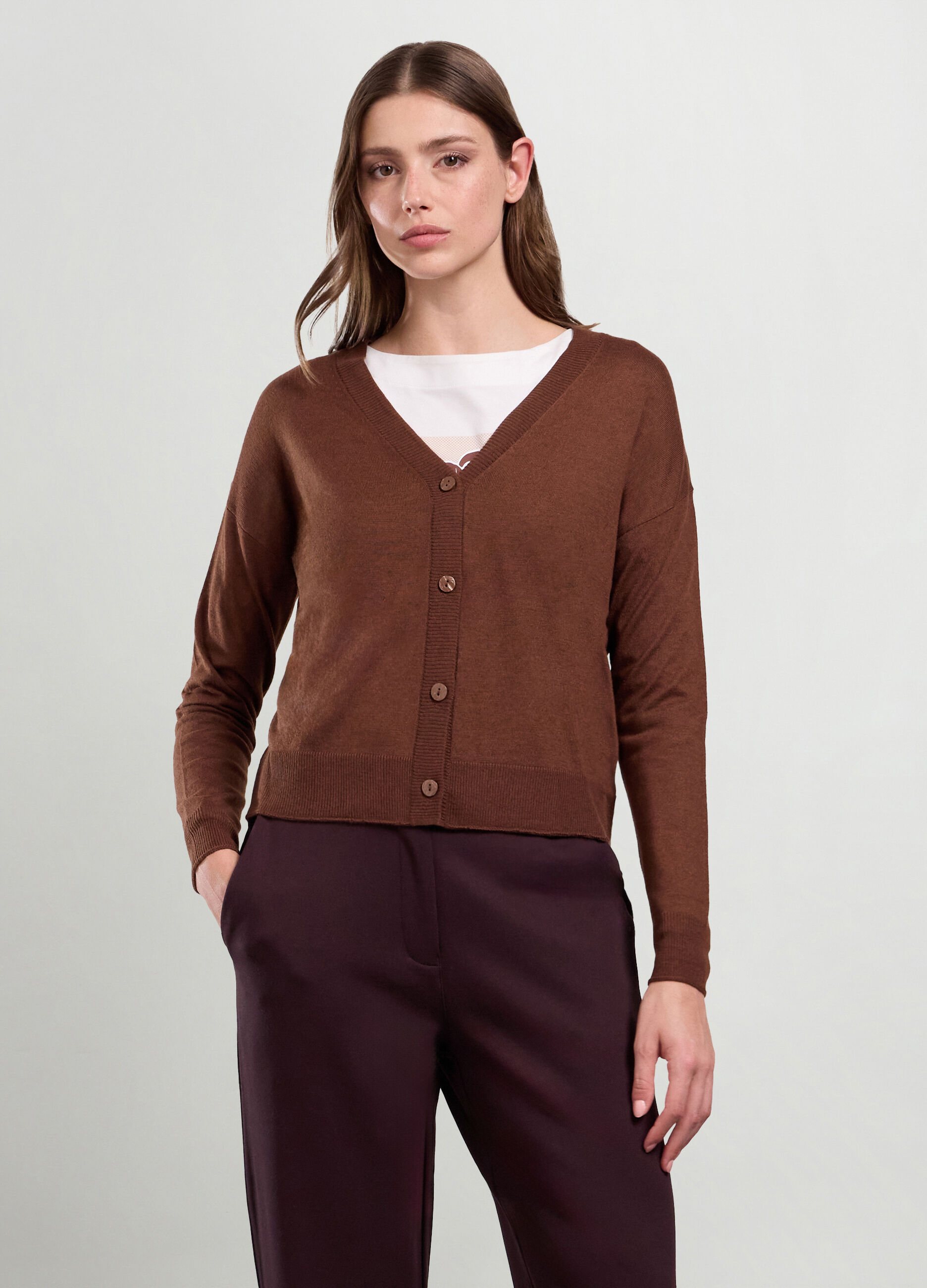 Cardigan tricot misto cashmere donna_0