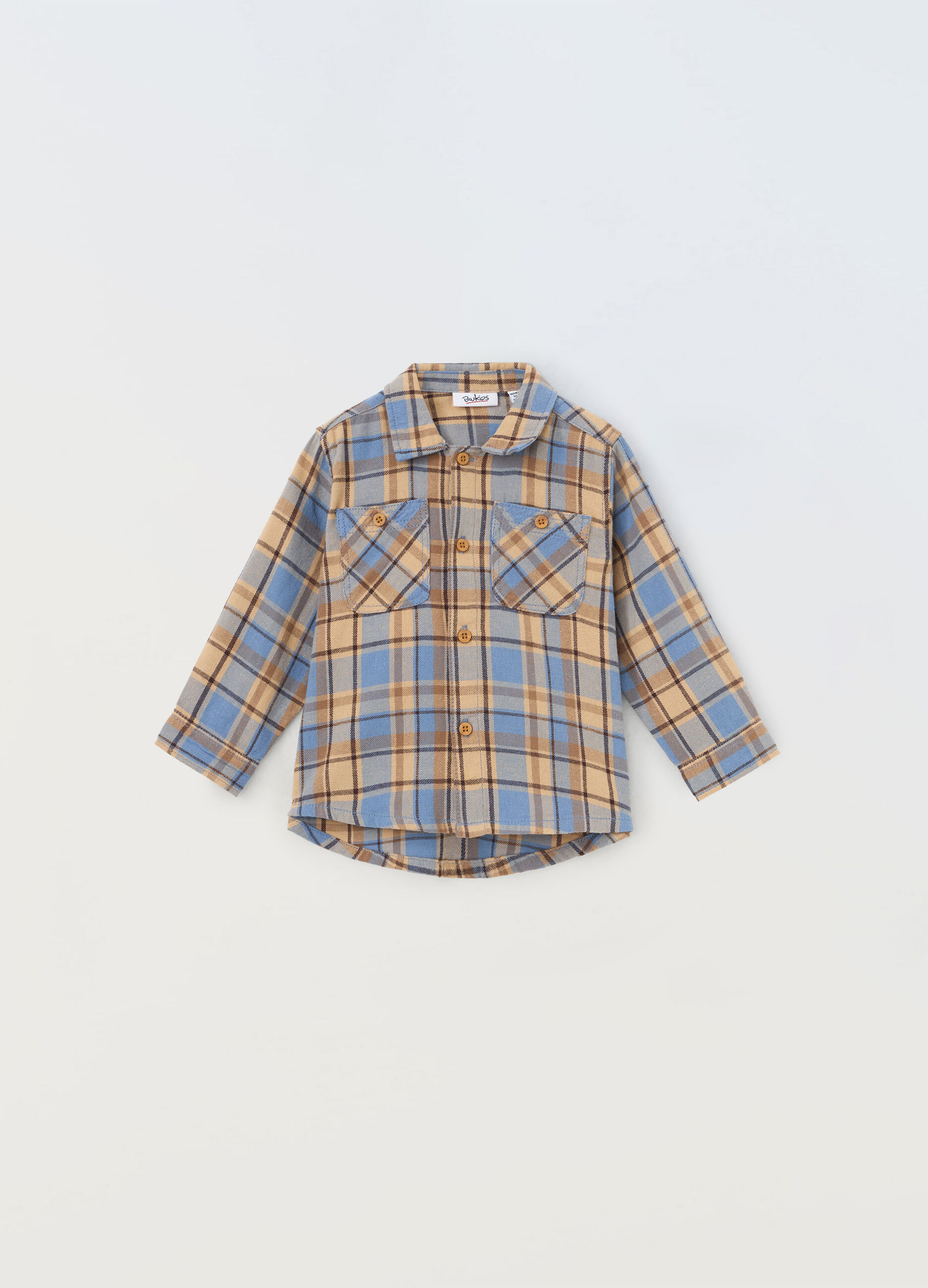 Camicia in flanella di puro cotone neonato_0