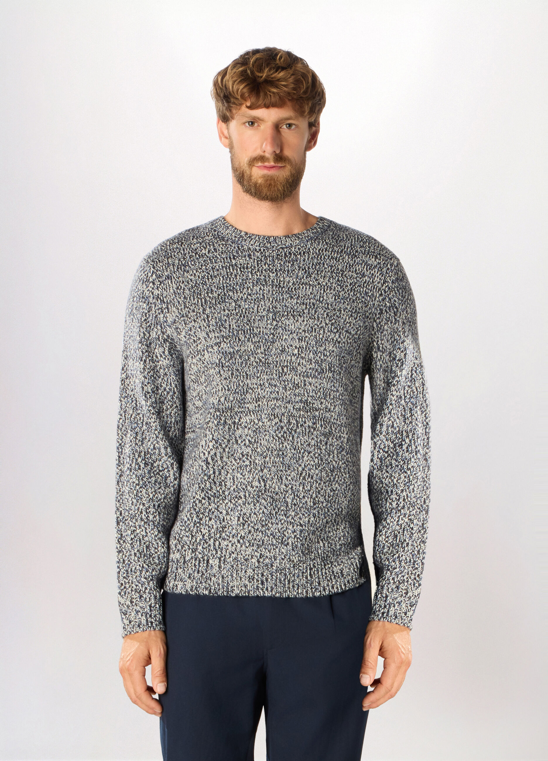 Maglione girocollo mouliné uomo_0