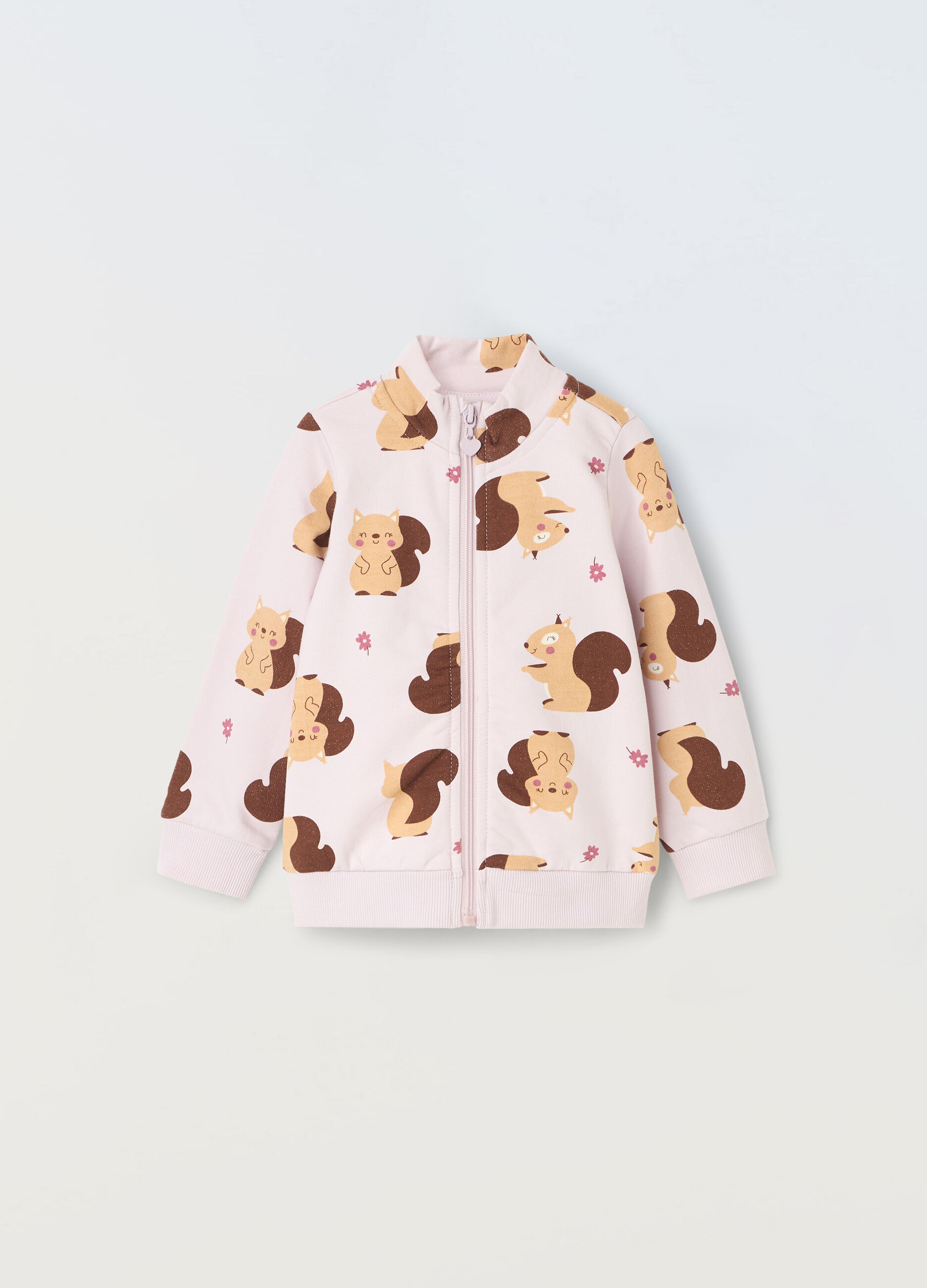 Felpa full zip in puro cotone neonata_0