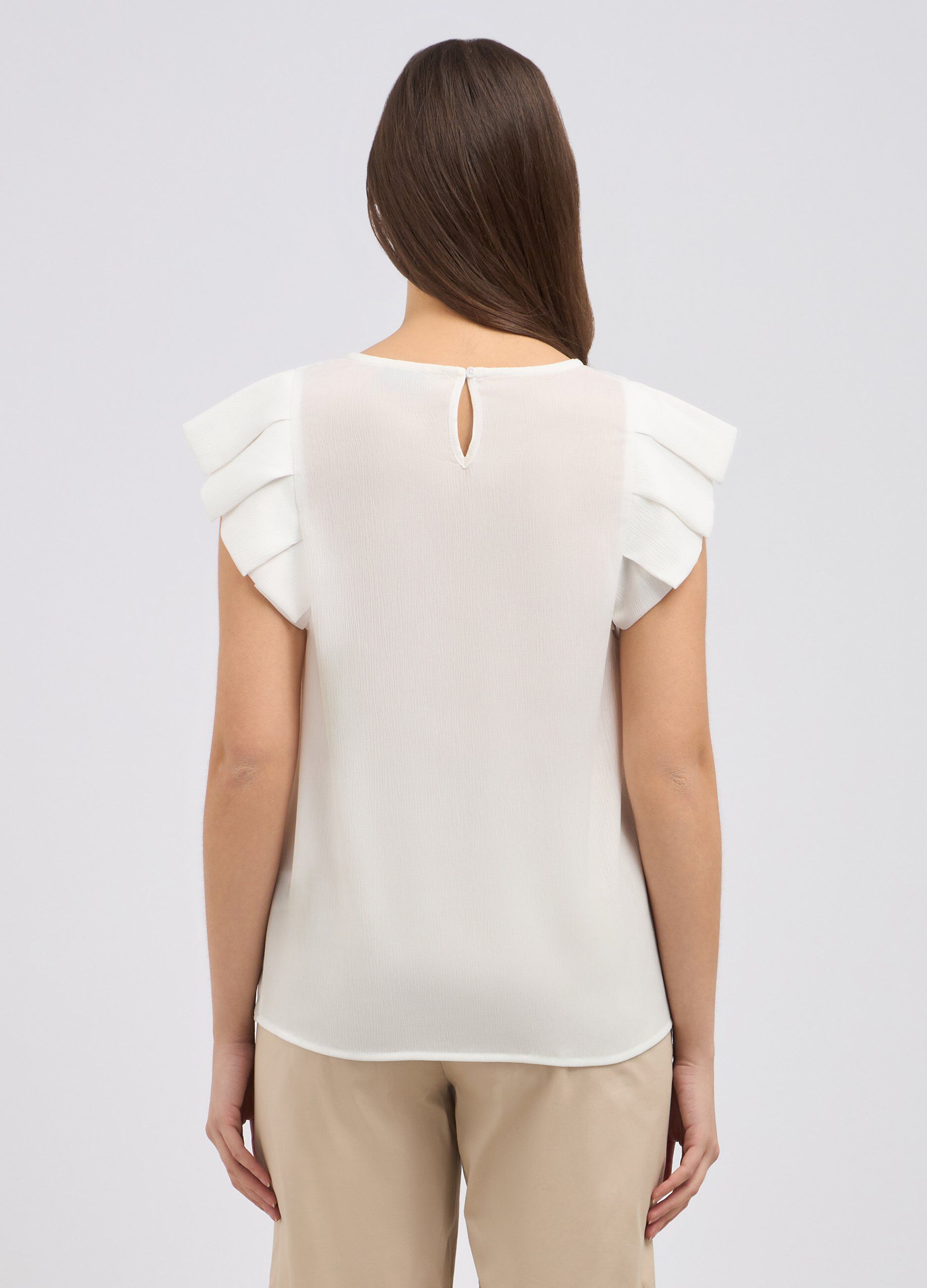 Blusa creponne con rouches donna_1