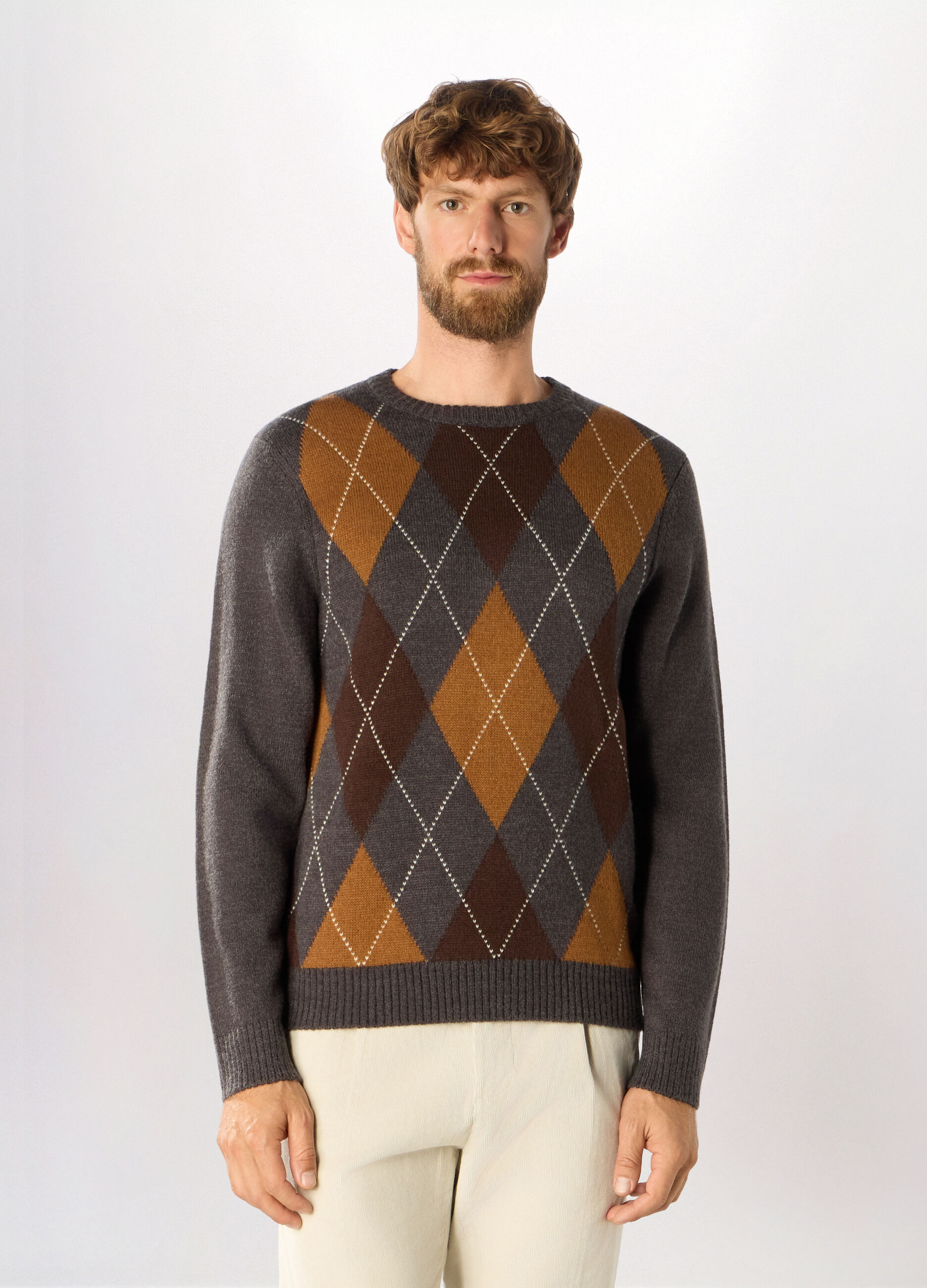 Maglione scollo a V in misto lana uomo_0