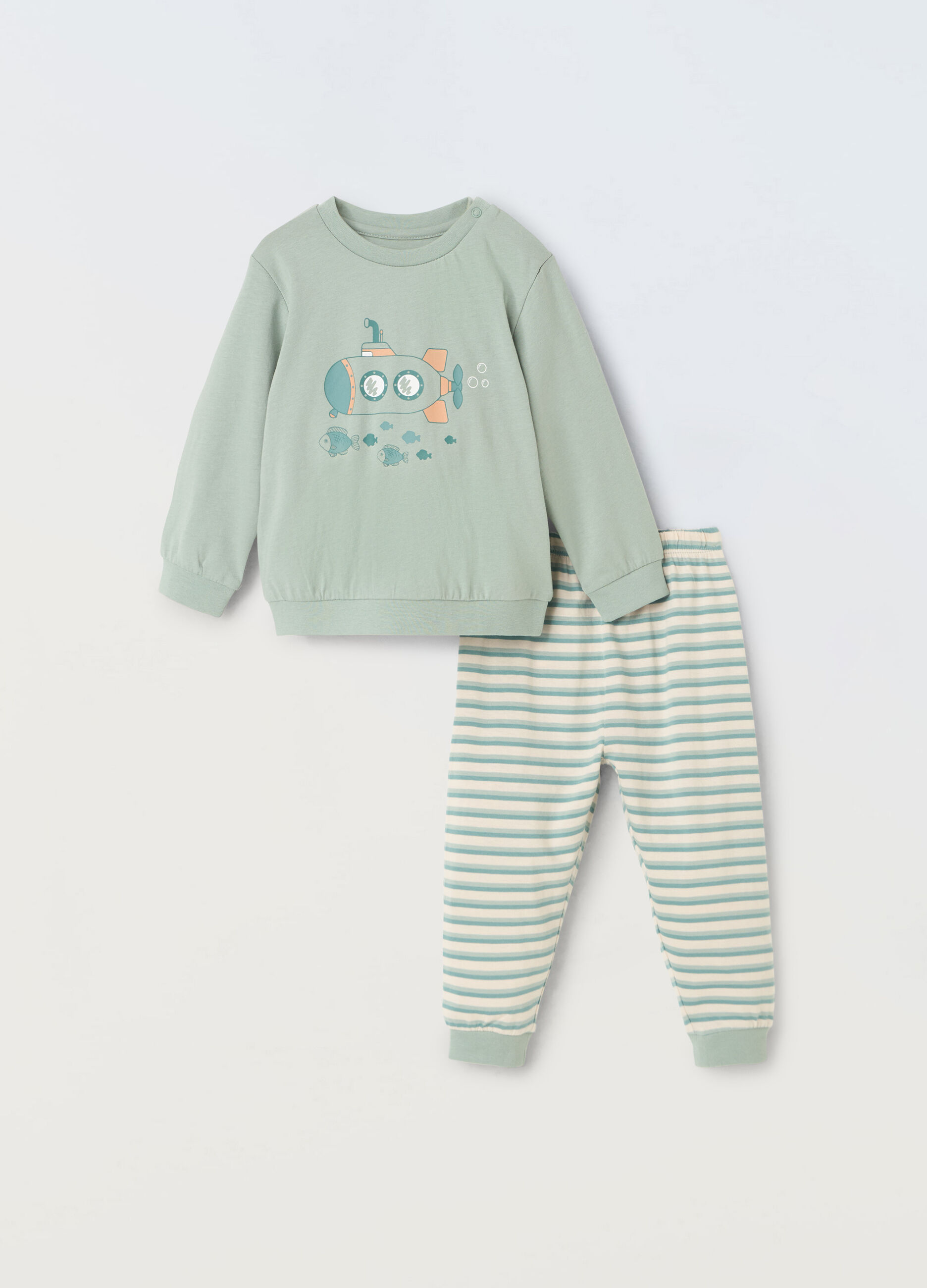 Set pigiama lungo in jersey di puro cotone neonato_0