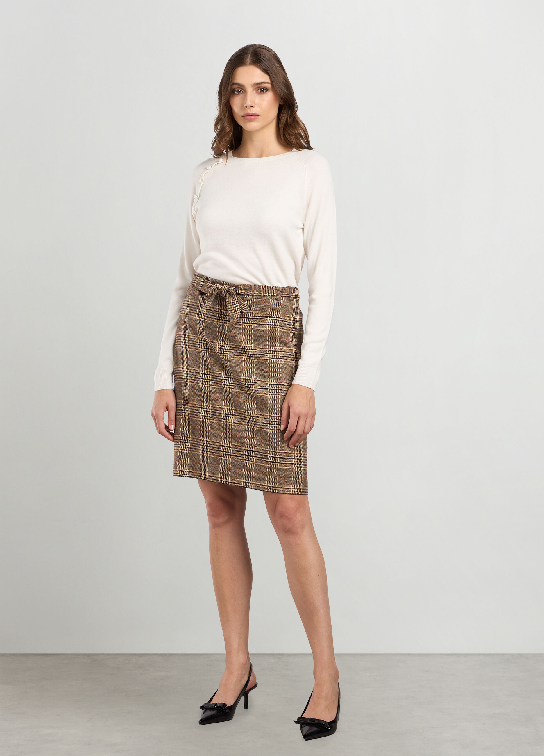 Gonna svasata in misto viscosa a quadri donna_0