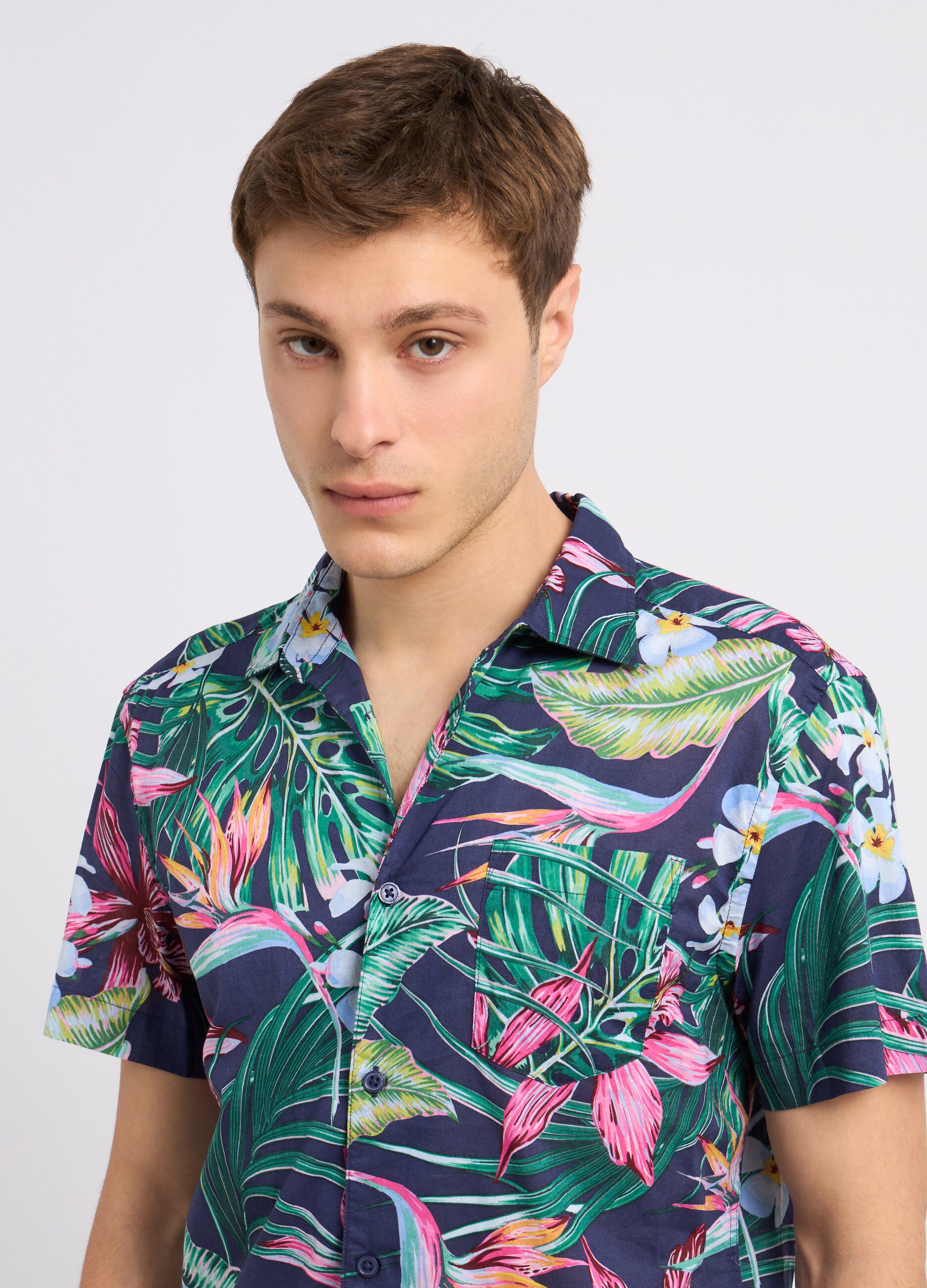 Camicia in puro cotone con stampa uomo_2