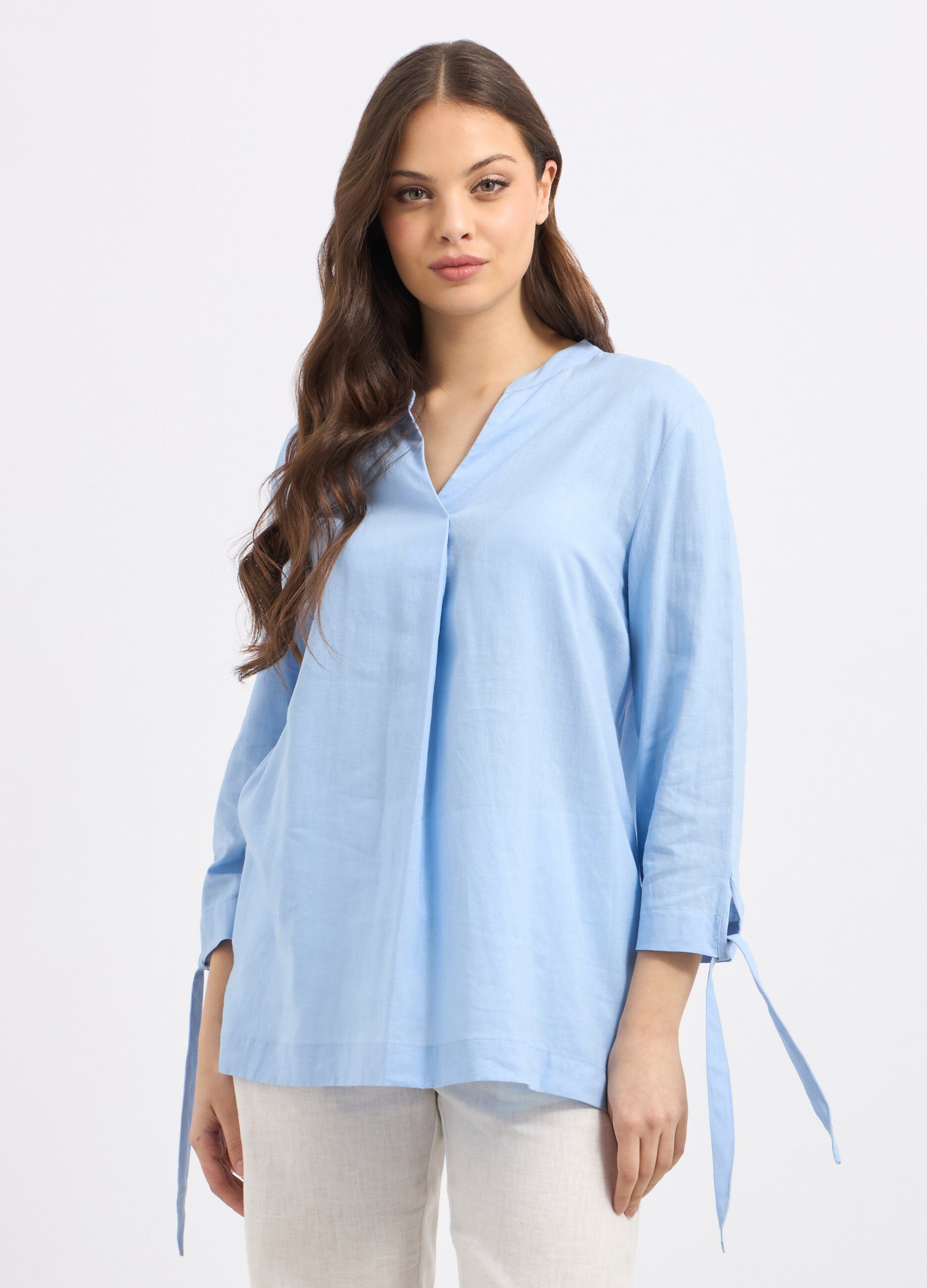 Blusa chambray in misto lino donna_0