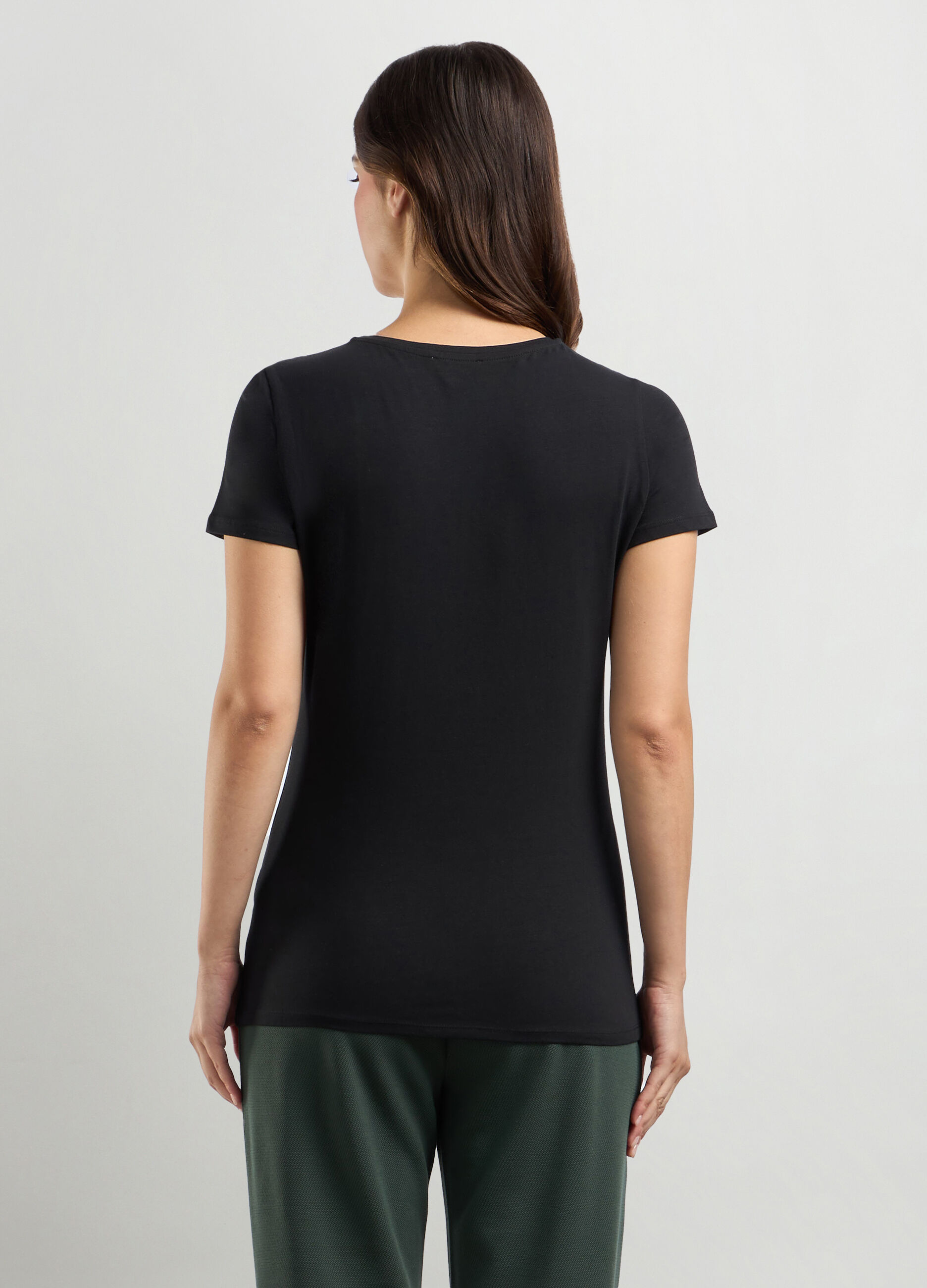 T-shirt in jersey di cotone stretch donna_1