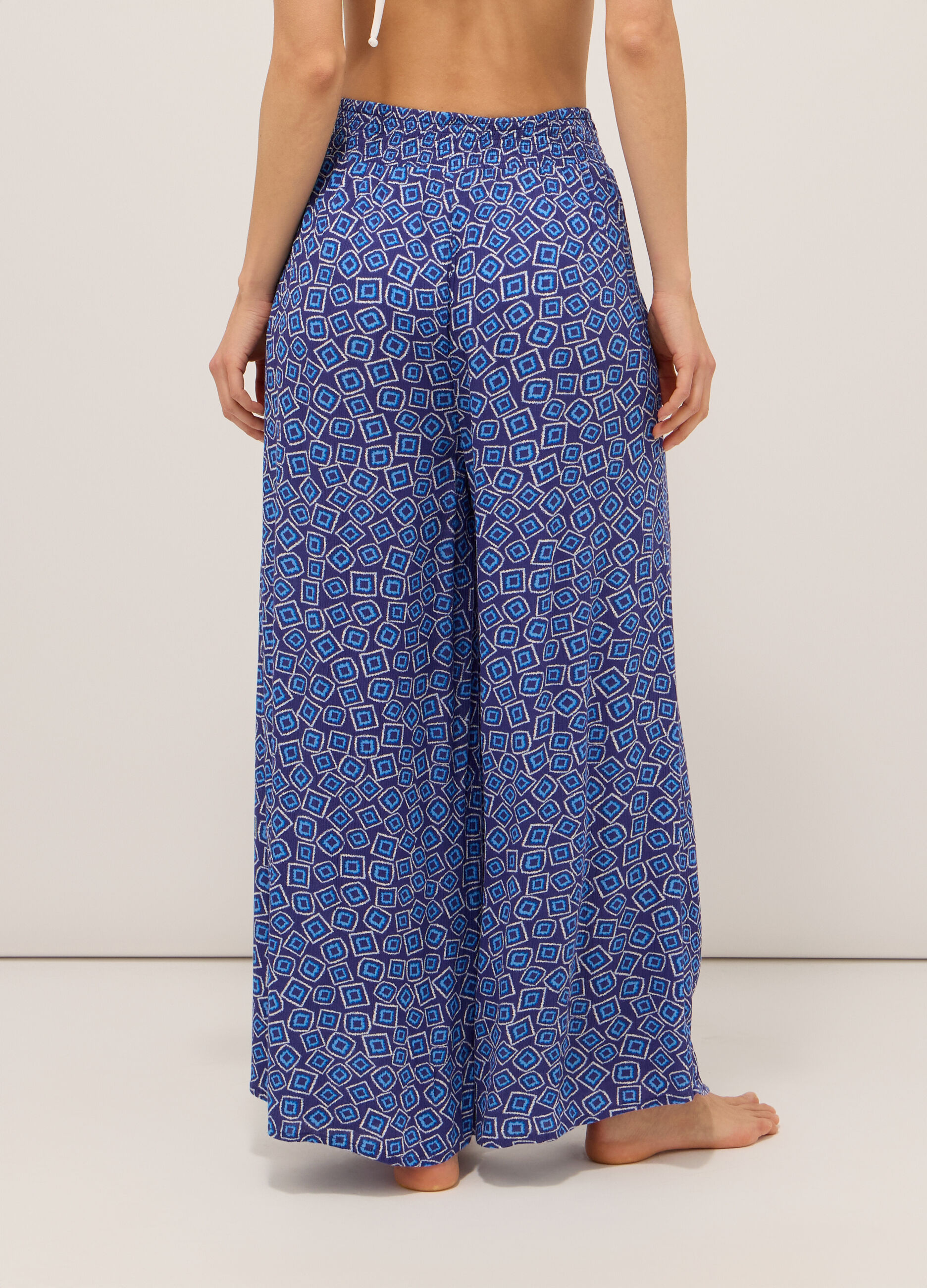 Pantaloni da spiaggia in pura viscosa crepe donna_1