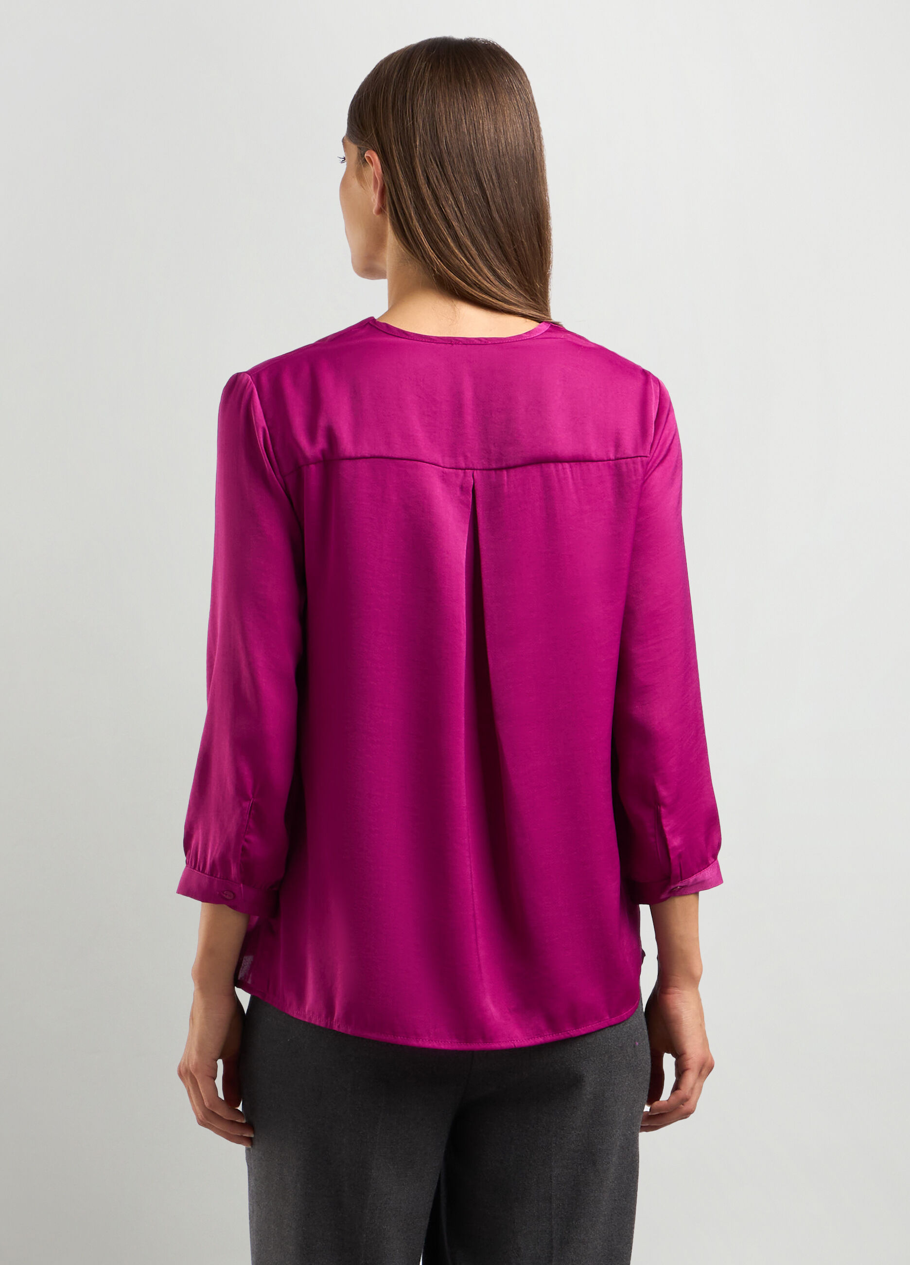 Blusa in raso con scollo a V donna_1