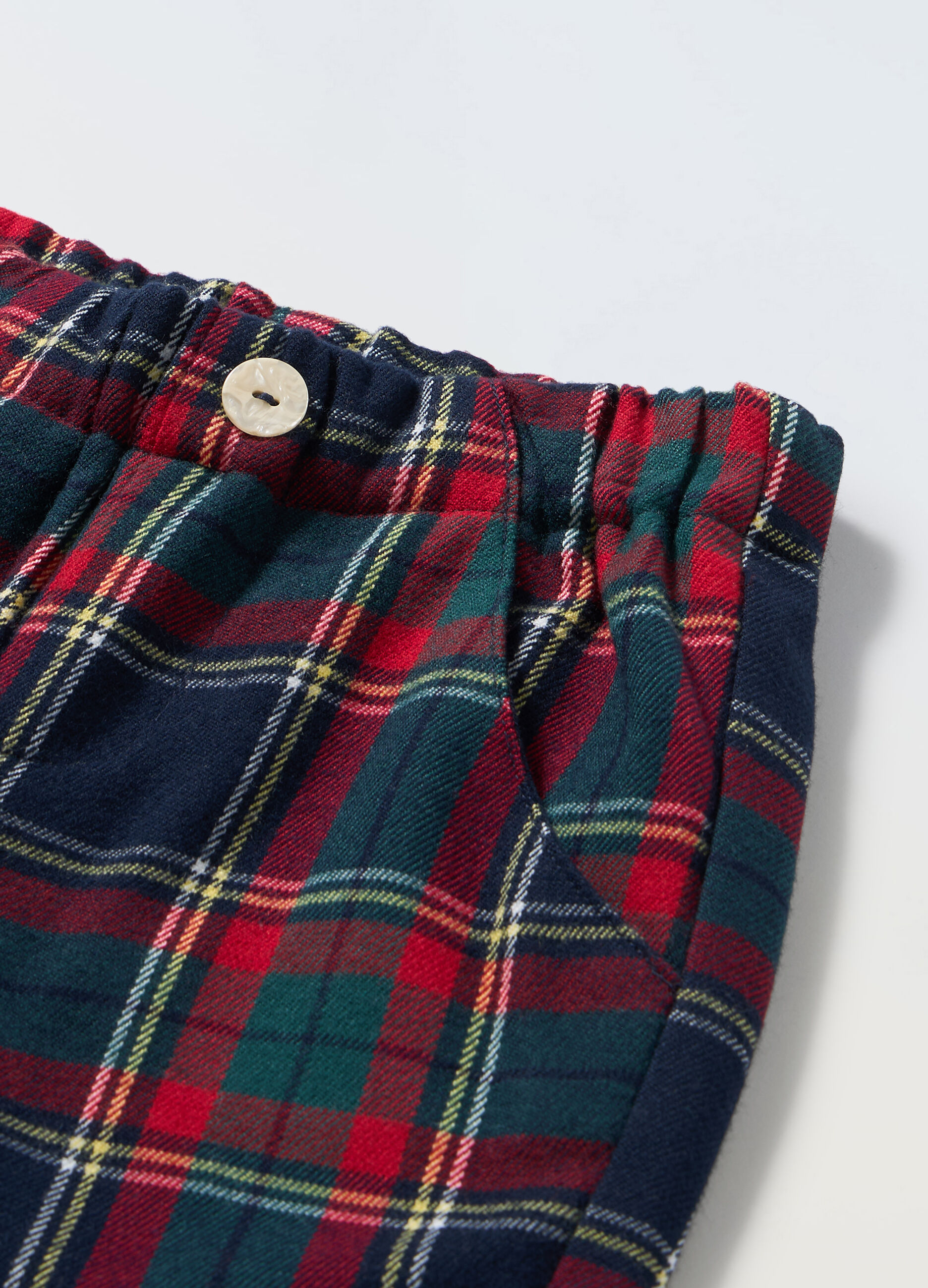 Pantaloni in misto viscosa a quadri neonato_1