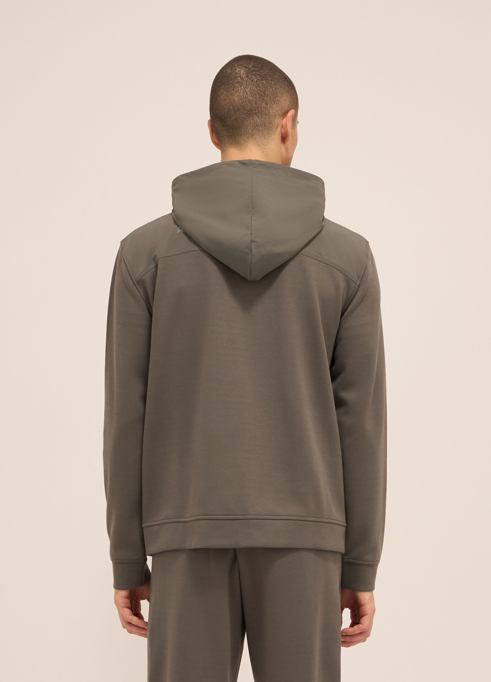 Felpa con zip e cappuccio in misto cotone uomo_1