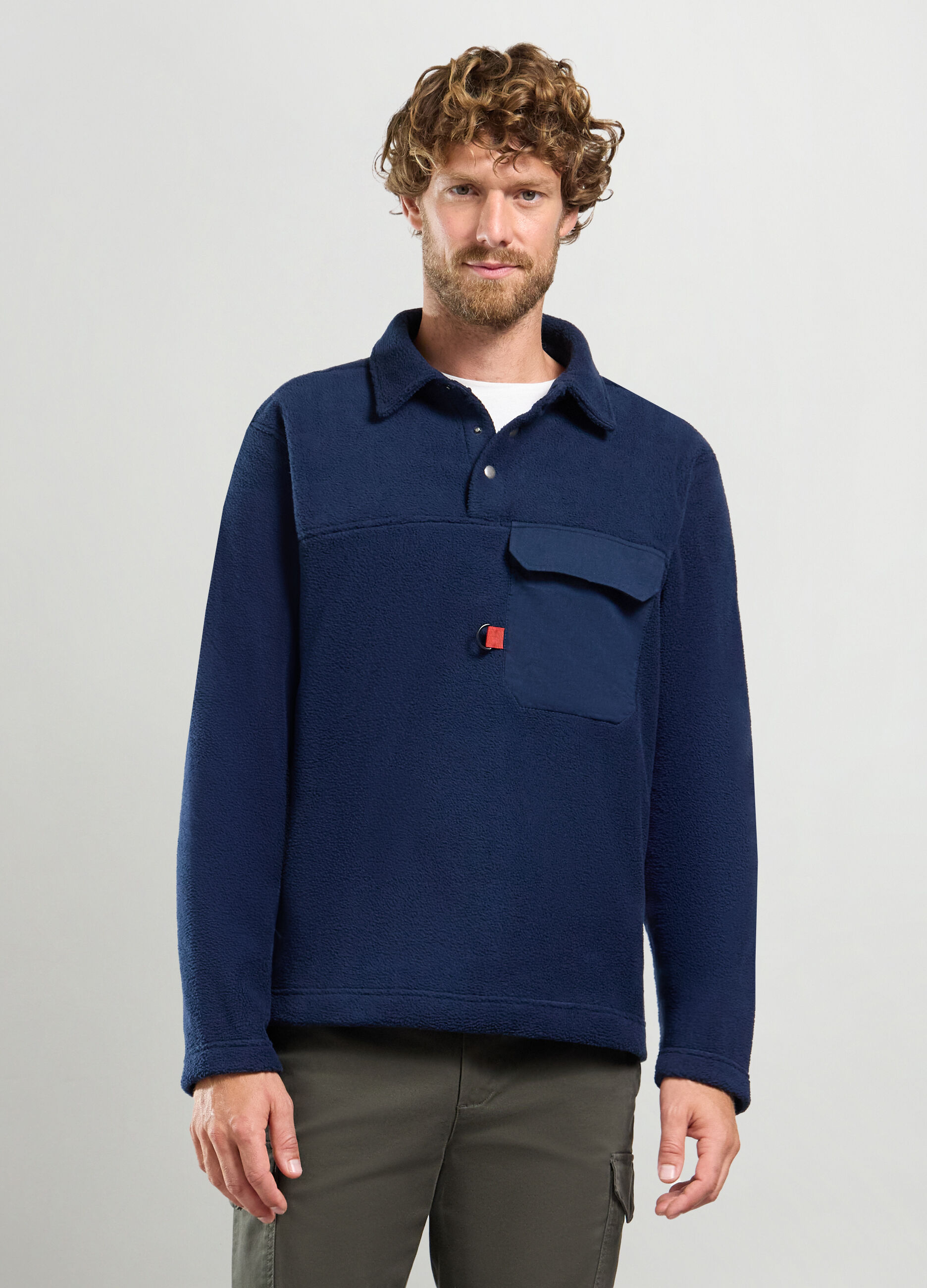 Felpa in pile con colletto uomo_0