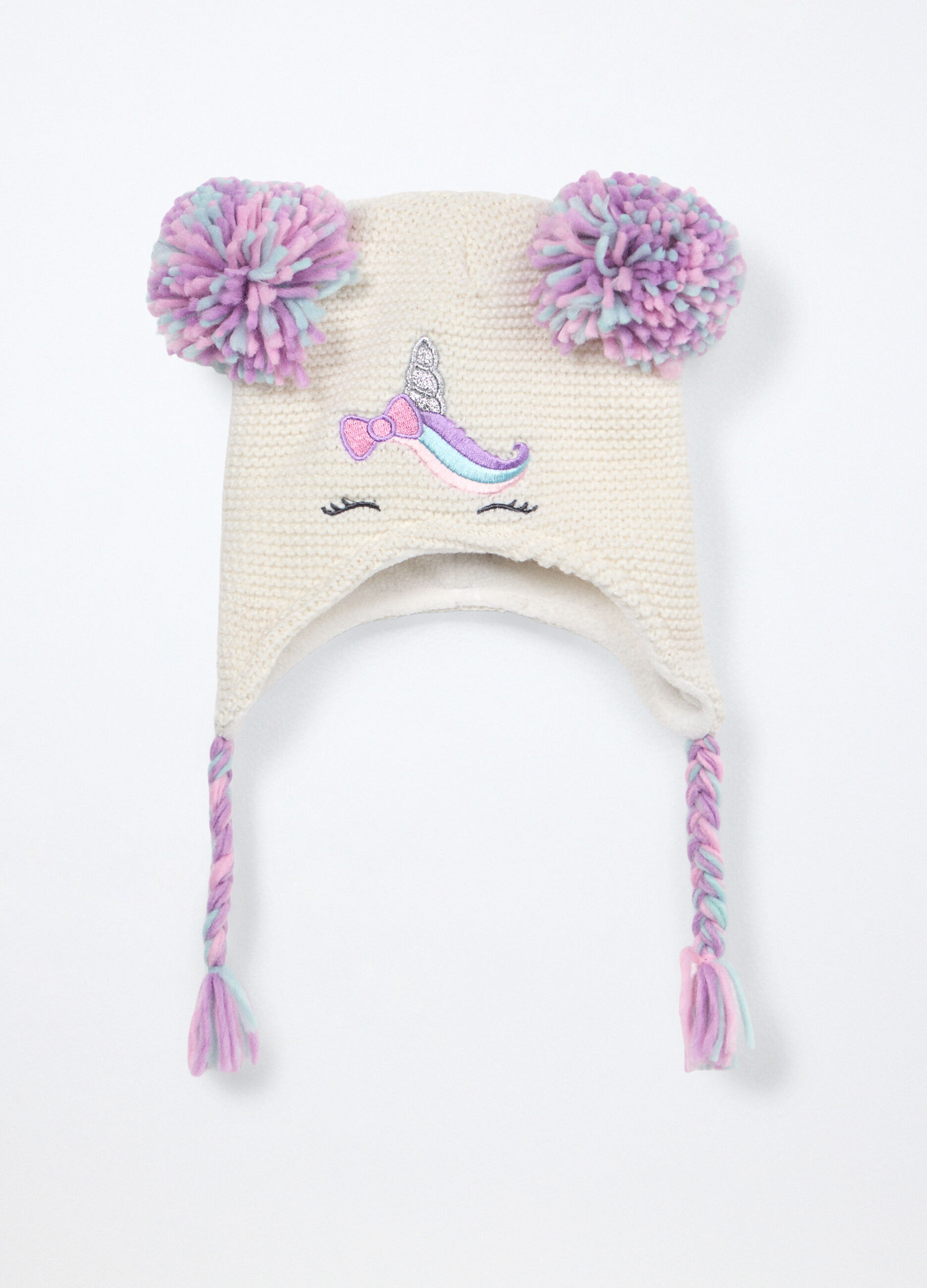 Berretto tricot con ricami neonata_0