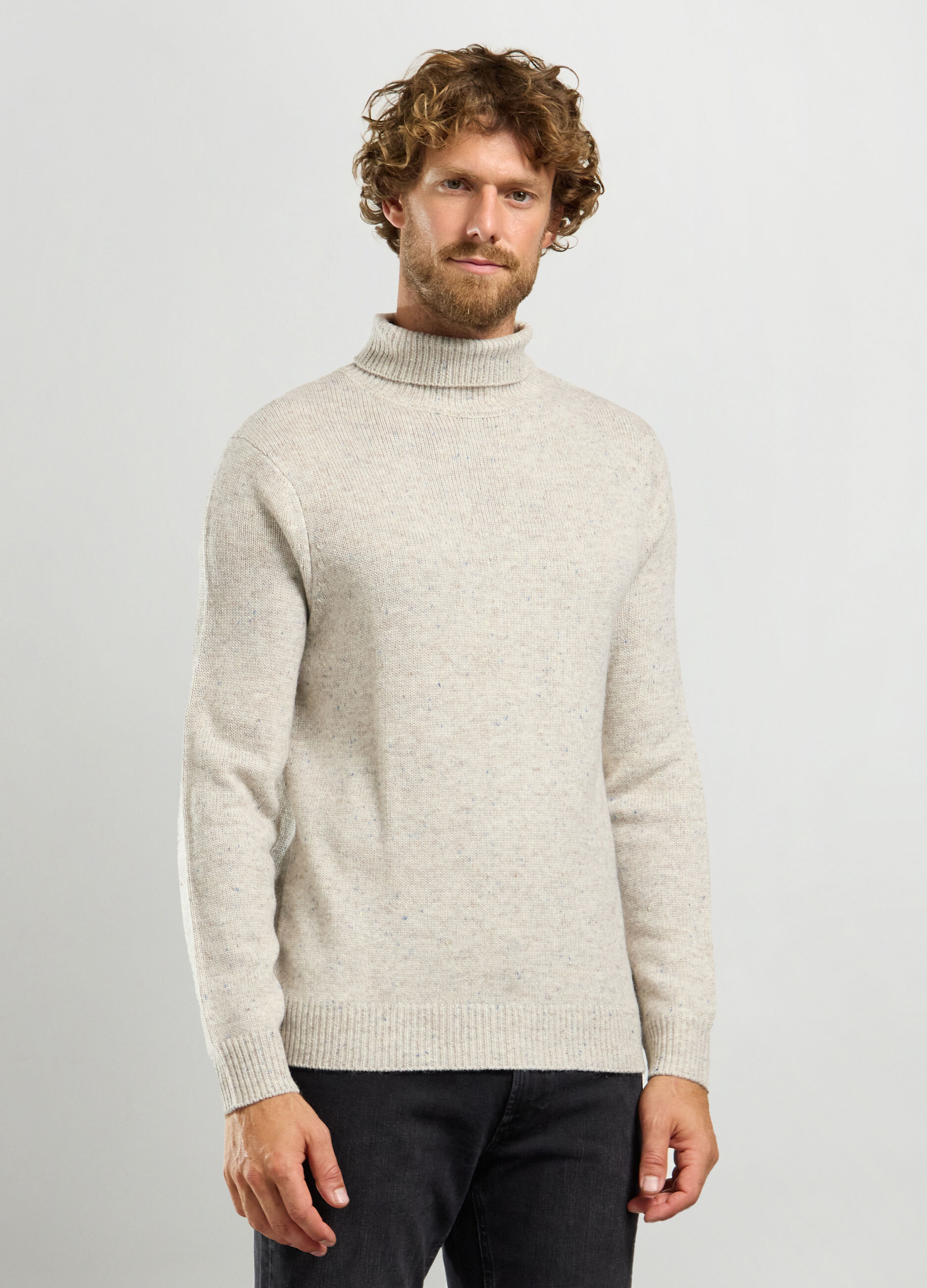 Maglione collo alto maglia rasata uomo_0